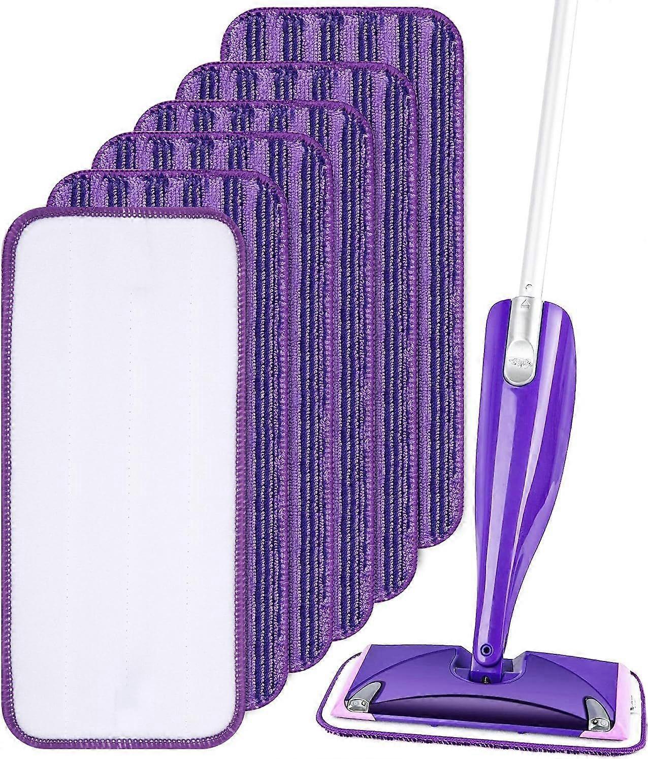 6 paquets de lingettes réutilisables pour Swiffer WetJet 30x14cm, tampons de vadrouille en microfibre, tampons de vadrouille en microfibre Tampon de vadrouille réutilisable de remplacement pour le récurage des sols secs/mouillés