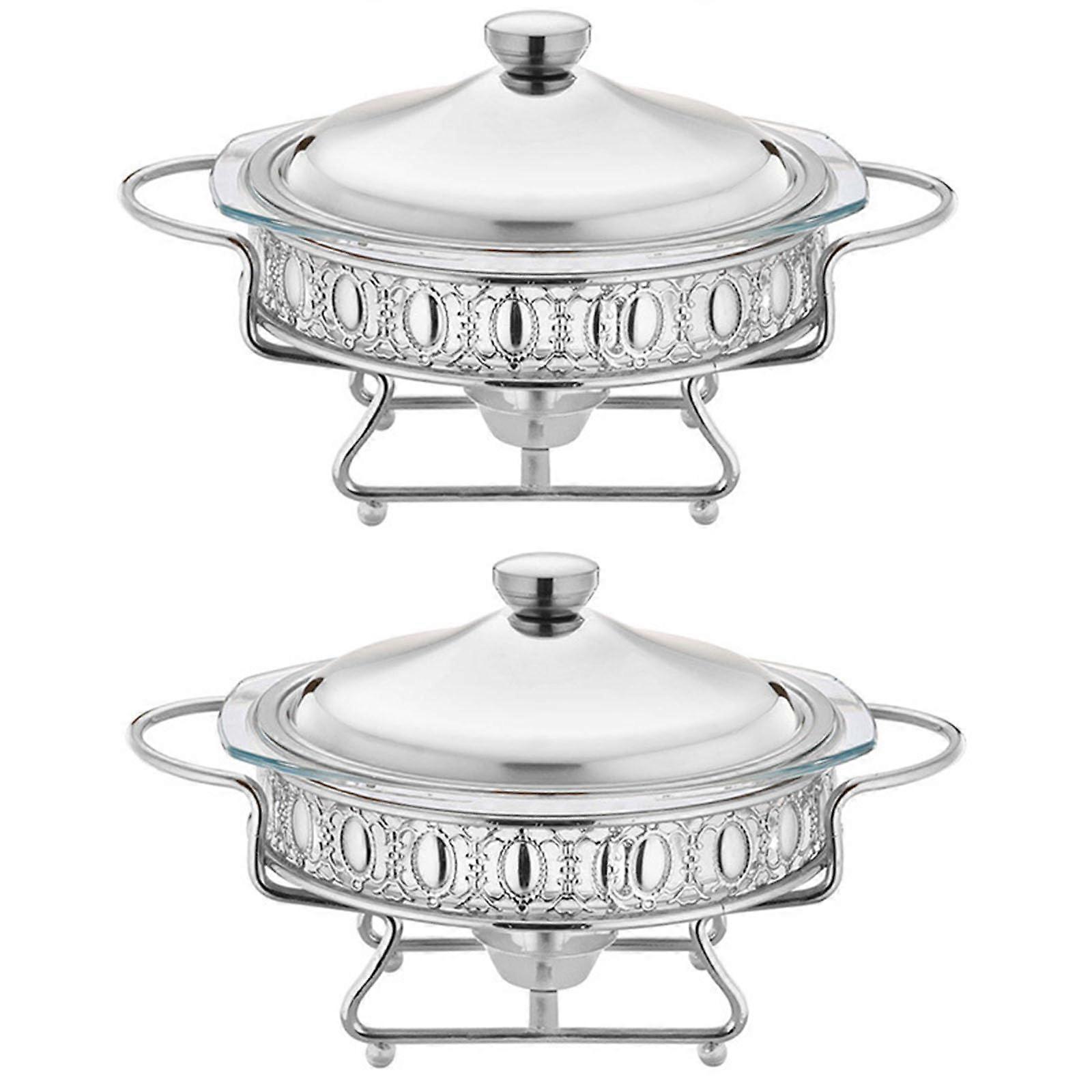 Round Chafing Dish Buffet Set, Gold Chafing Dish Buffet Set 2 LPack Warmer Server with Fuel Holder