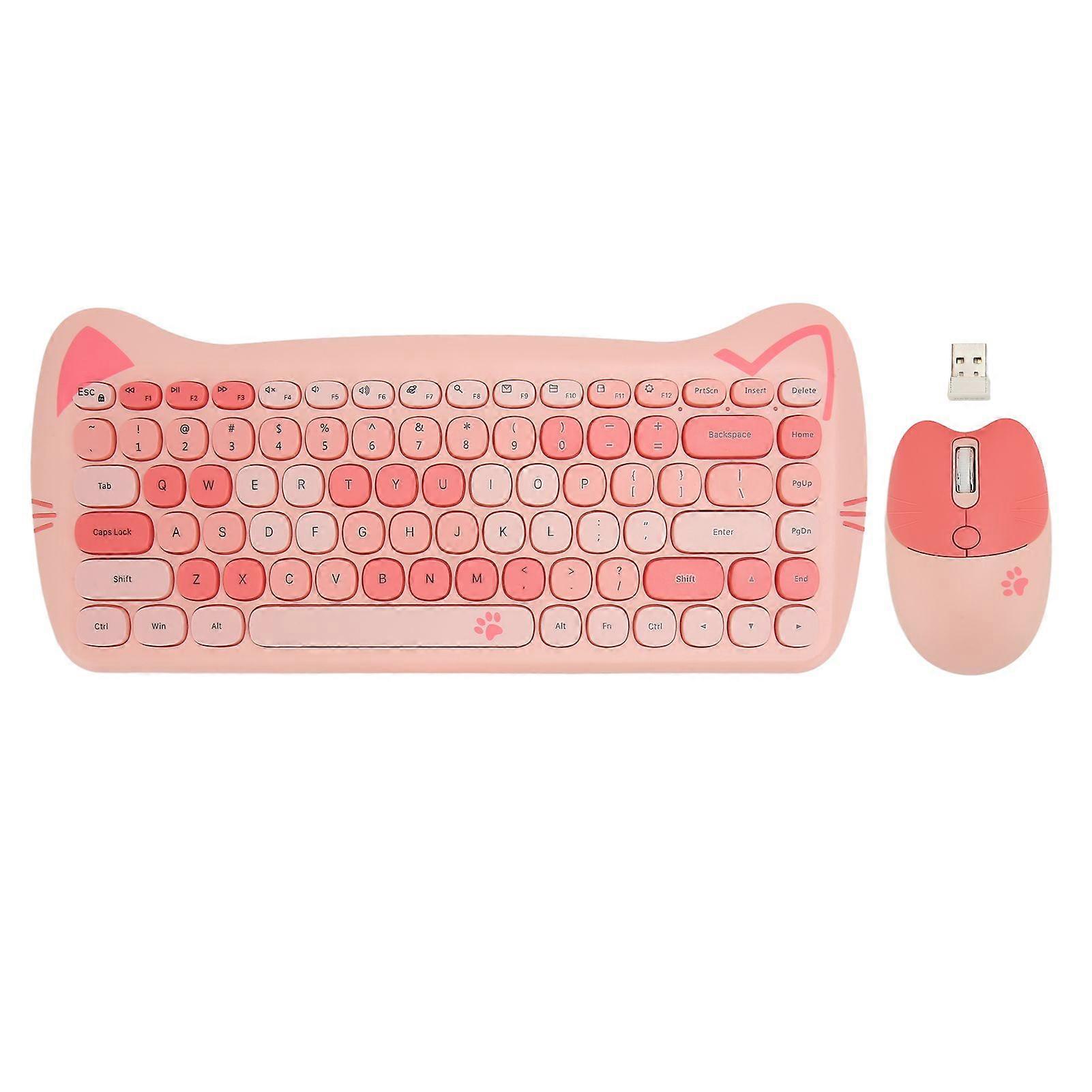 SSRGV Cute Cat Keyboard and Mouse Kawaii Wireless Keyboard Mouse Colorful Keyboard Mouse for Computer Laptop