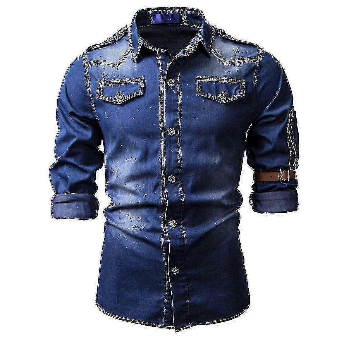 Denim Shirt Casual Solid for Men - Style