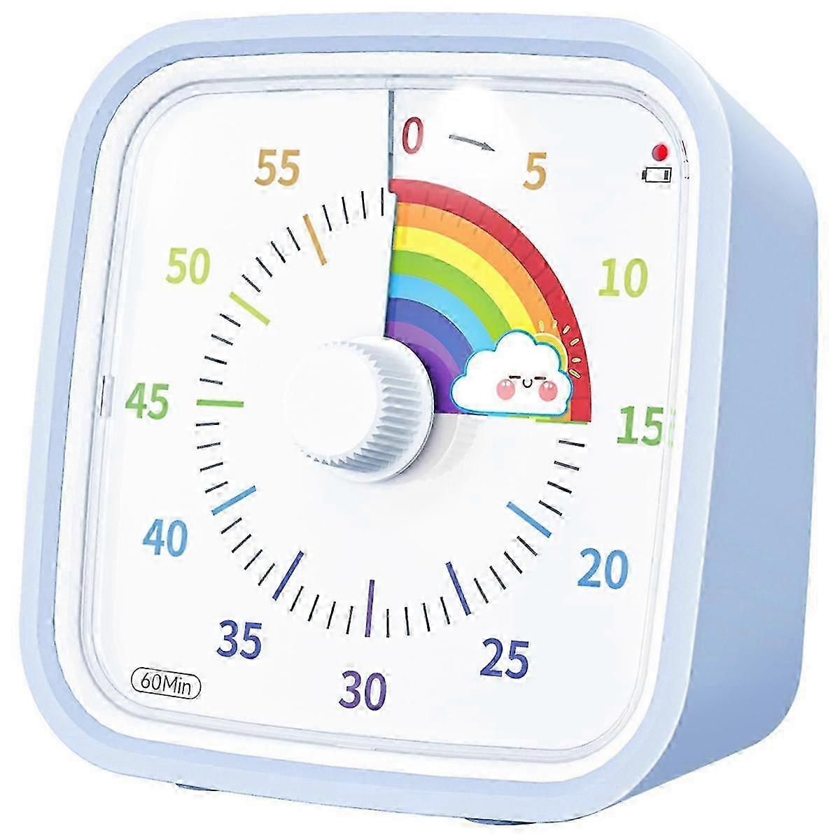 60 Minute Visual with Protective Case, Rainbow Disk , Silent Countdown Time Management Tool Light Blue