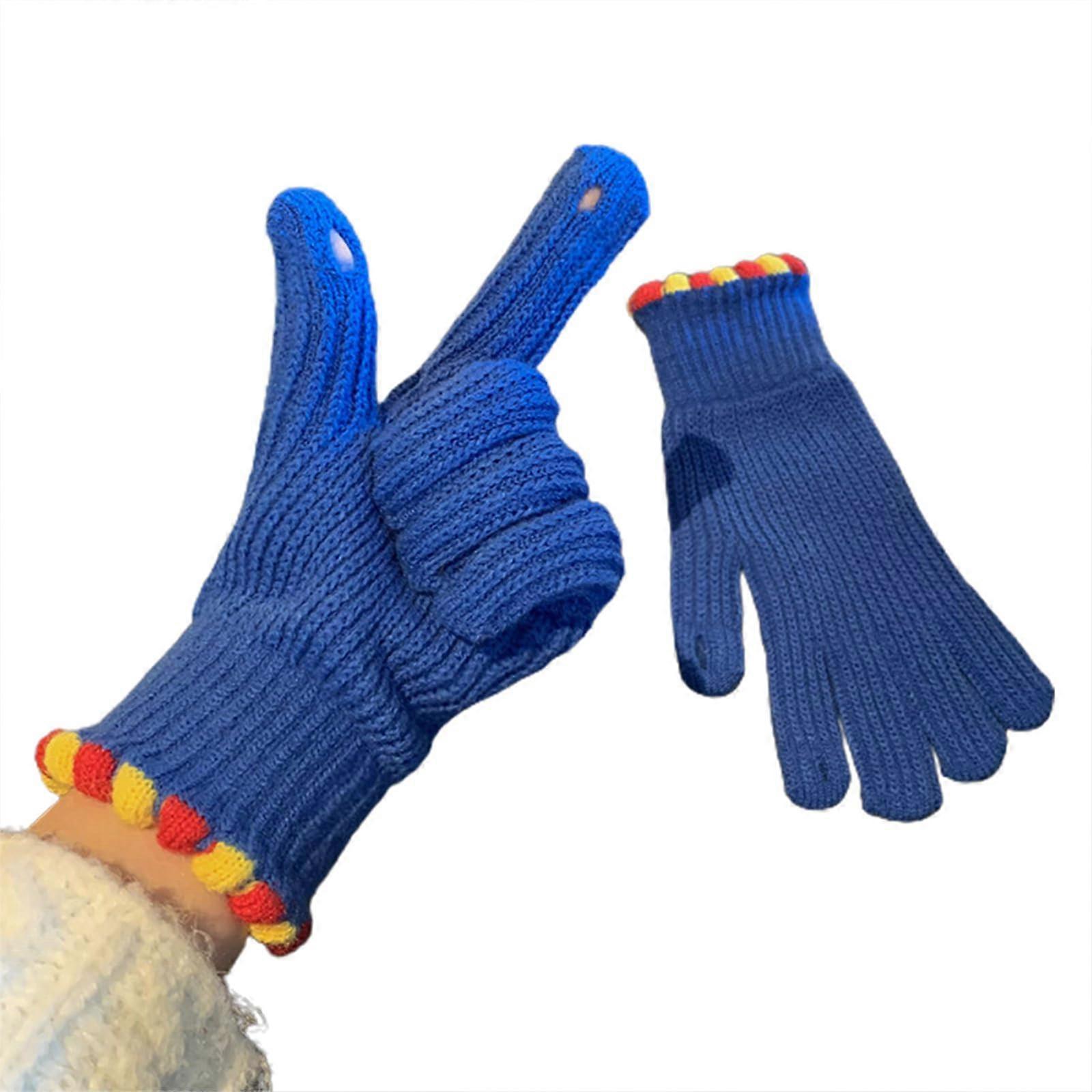 Warm Winter Gloves Knitted Touching Winter Thermal Gloves ColdResistant Mittens Elastic Windproof Cuff