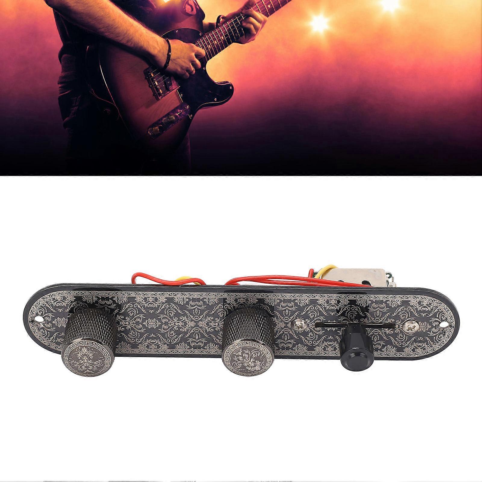لوحة التحكم في الغيتار الكهربائي قبل الأسلاك مسبقا محملة تسخير 3 اتجاهات مفاتيح مقابض لأجزاء Telecaster GE205 عباد الشمس الأسود 