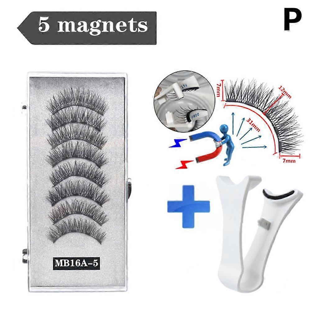 Cílios Postiços Magnéticos, Série MB16A-5, Modelador Branco, Pacote com 5, Ondulação Natural 3D, Estilo Leve e Macio