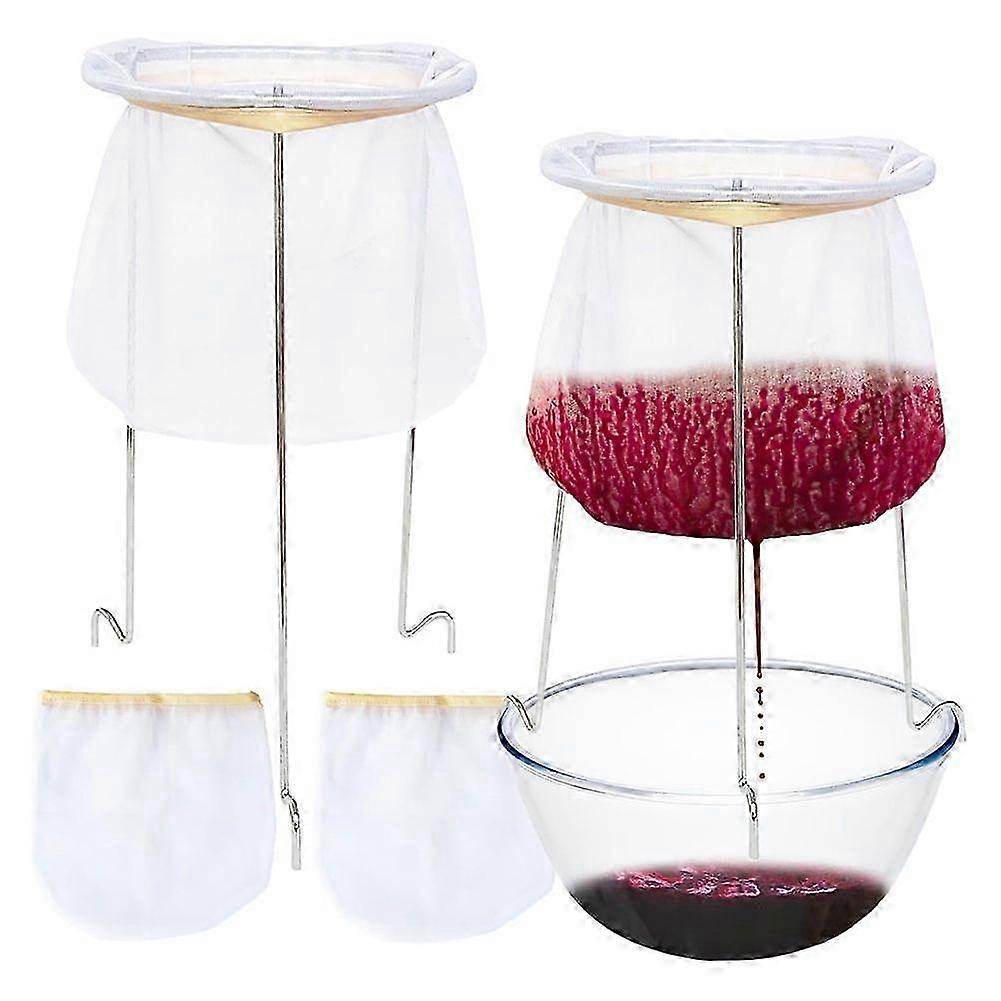 2 Pack Strainer Stand,Strainer Stand with 4 Reusable Staining Bags,Reusable Food Filter Bag Jelly B