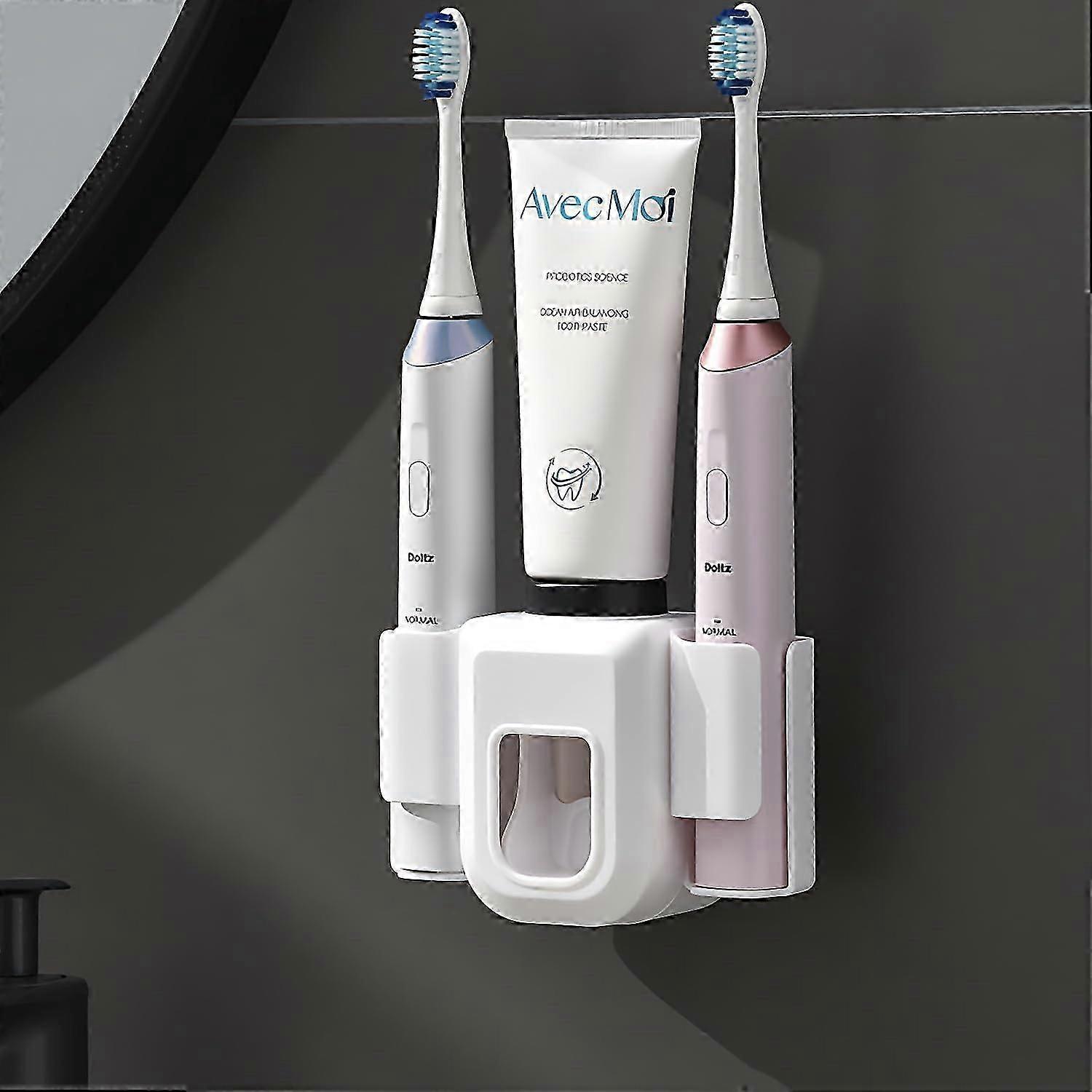 Electric Toothbrush Holder with Automatic Toothpaste Dispenser, Wall Mounted Electric Toothbrush Holder