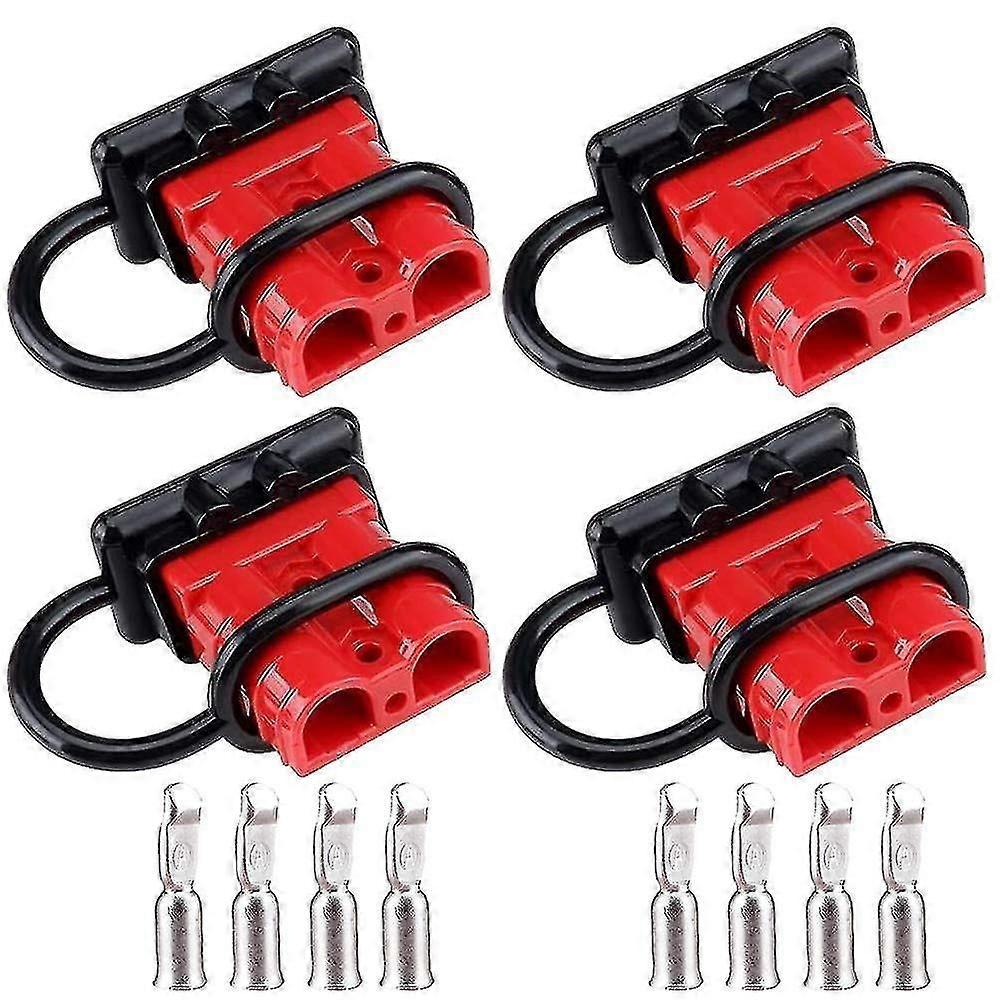 50A 600V Heavy-Duty Power Plug Connector with Quick-Connect Battery Cable, Dustproof Caps for Caravan, RV, Vehicle Towing Winch