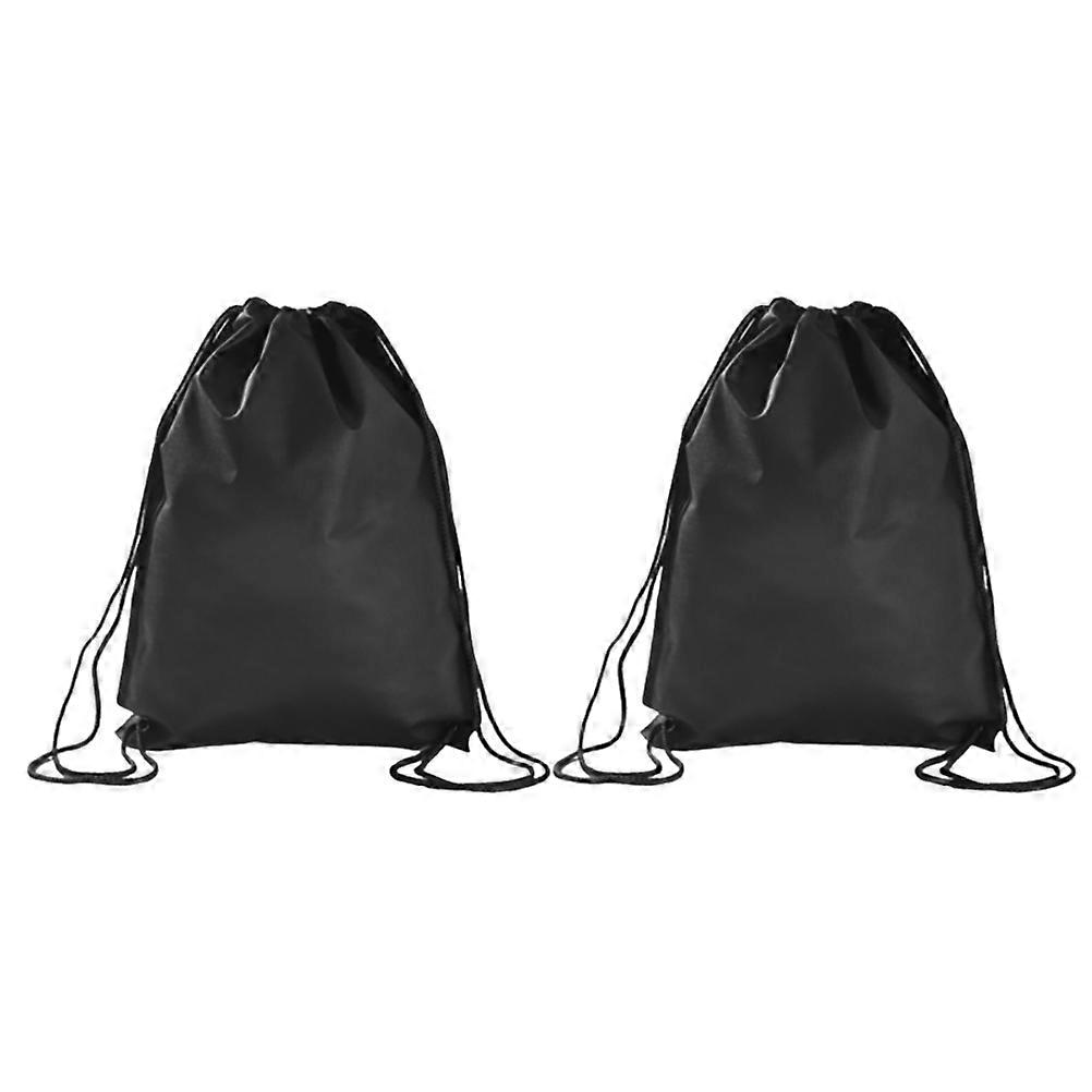 Drawstring Gym Bag for Travel Sports Yoga Non-Woven Storage Pouch Lightweight Multipurpose Backpack 6Pcs Black