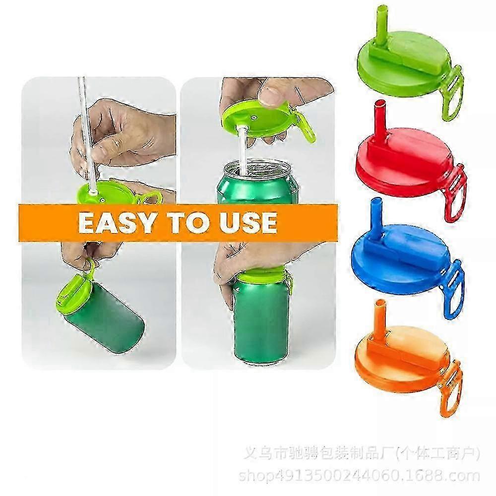 4 Color Silicone Lids and Straws for Soda Cans, Can Covers for Beverages