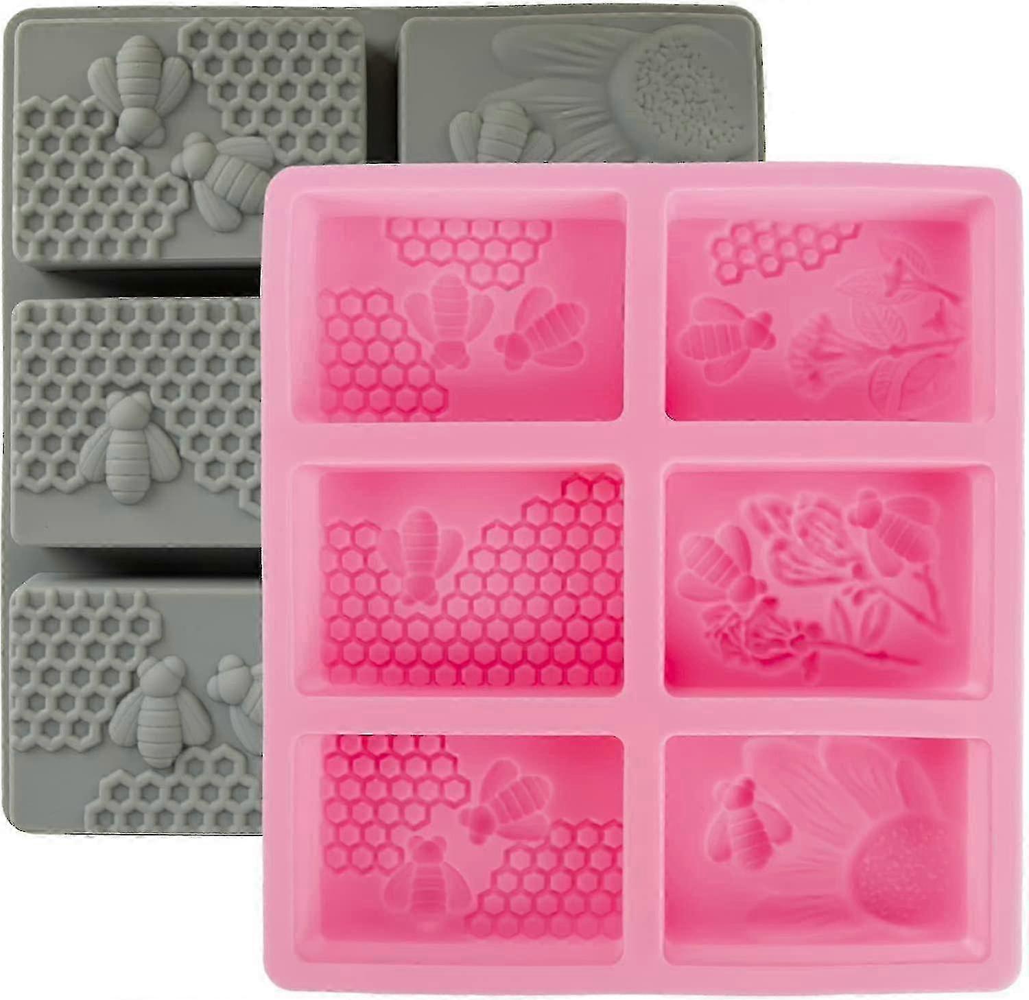 Set of 2 Honeybee-shaped Silicone Soap Molds with 6 Cavities Edition 0618