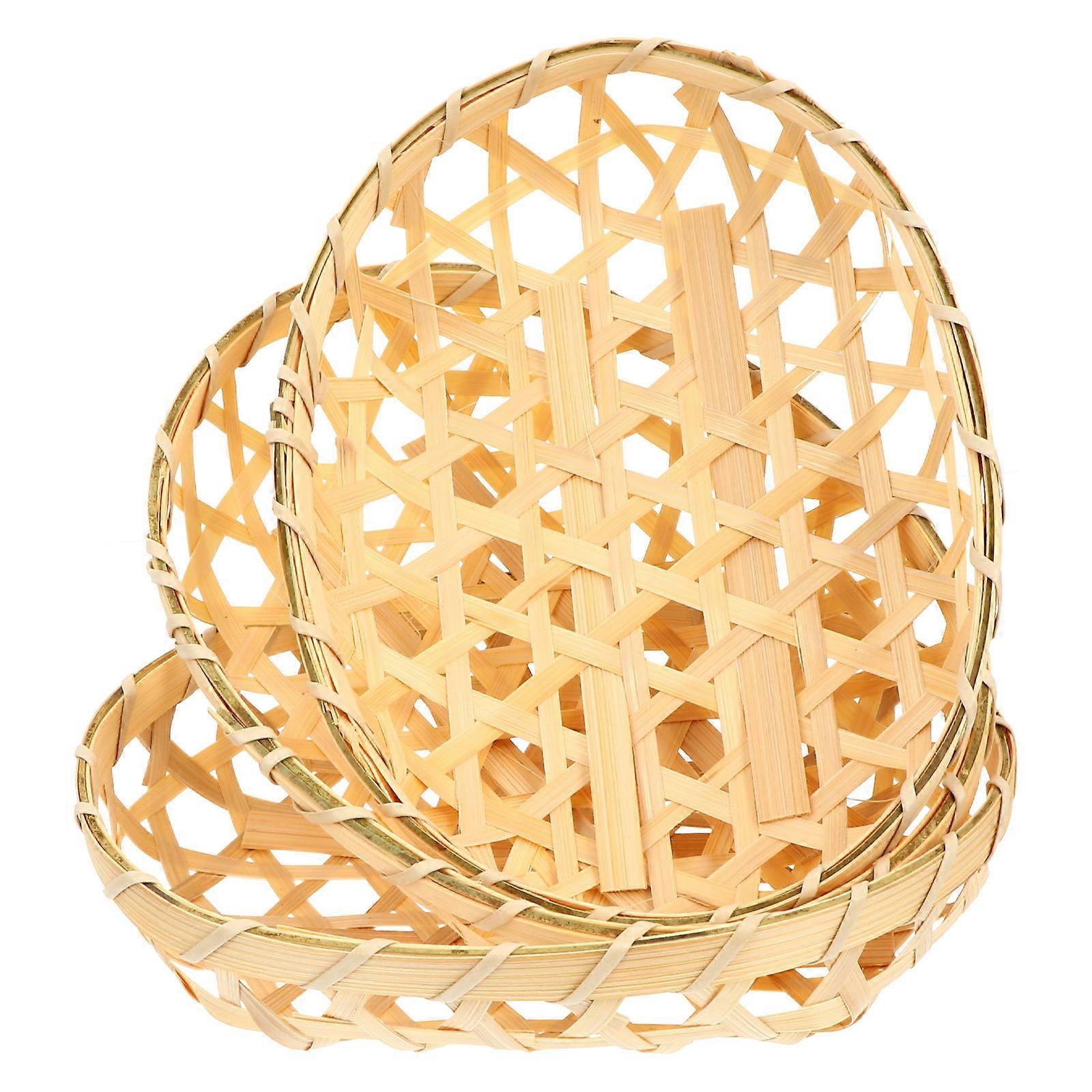 3pcs Bamboo Basket Set for Fruit Rattan Bread Storage and Sundry Mini Container