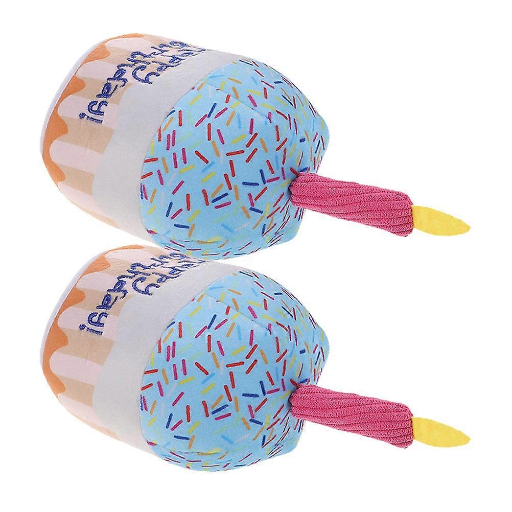 Interactive Chew Toy Plush Birthday Cake Shaped Chewing Toy For Pet Owners 2Pcs