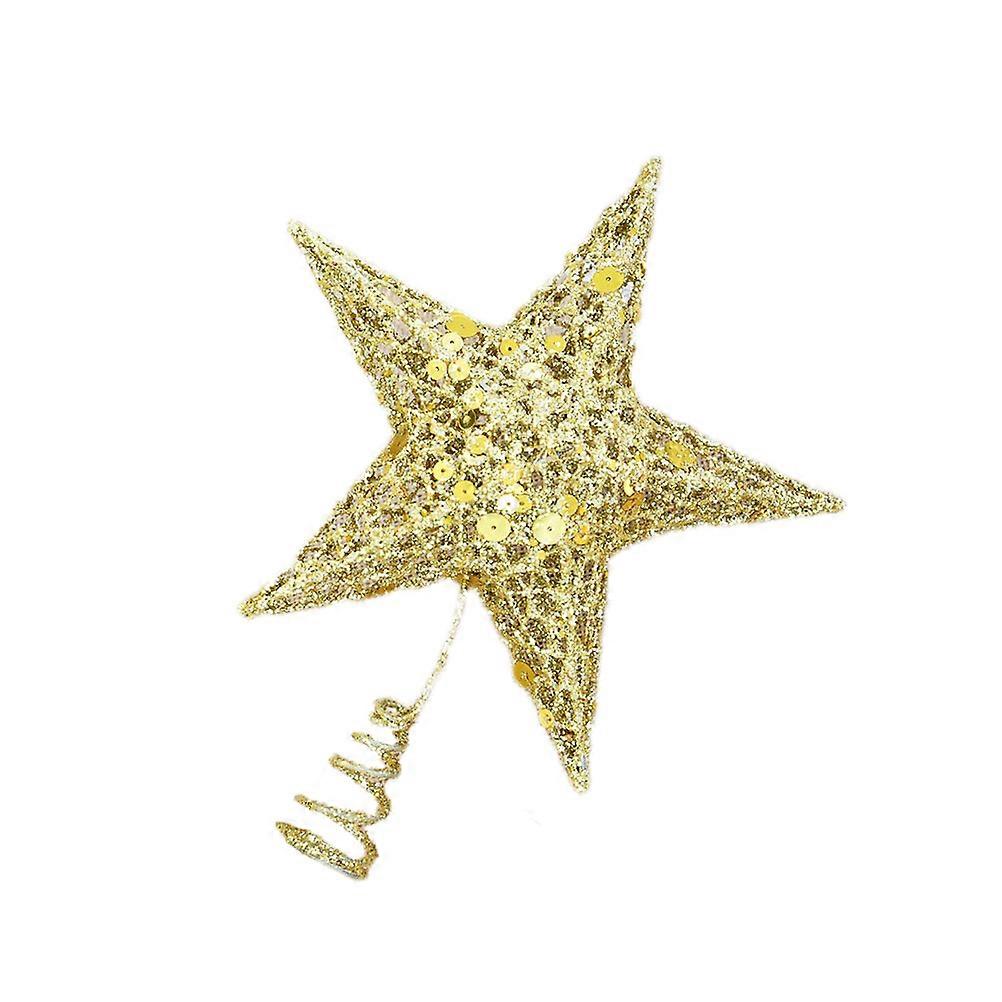 Tree Decoration Golden Iron 5-Pointed Shiny Christmas Tree Ornament for Parties 30cm 1Pcs