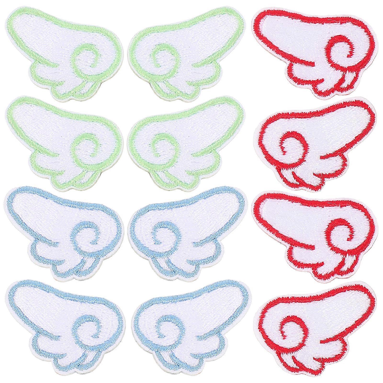 Diy Clothes Patches Self Adhesive Cloth Stickers Angel Wing Shaped For Bags And Shoes 6 Pairs