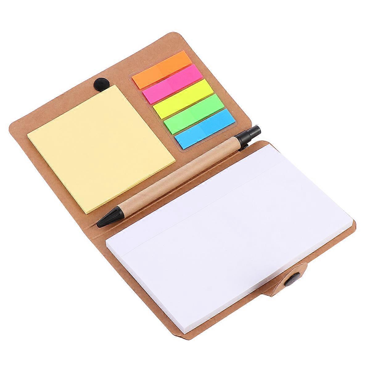 1 Set Button Type Book with Fluorescent Markers, Reusable Self Stick Tabs for Organizing, Studying & Document Filing