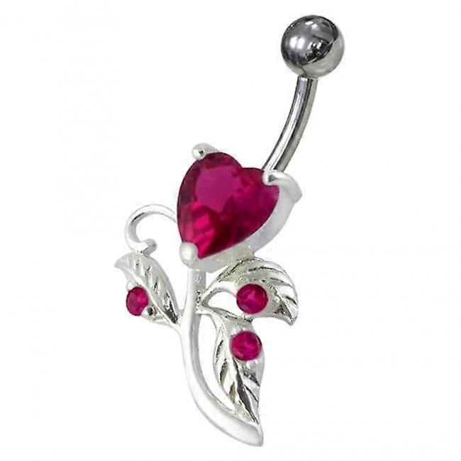 Heart Shaped Fancy Jewelled Non-moving Navel Ring