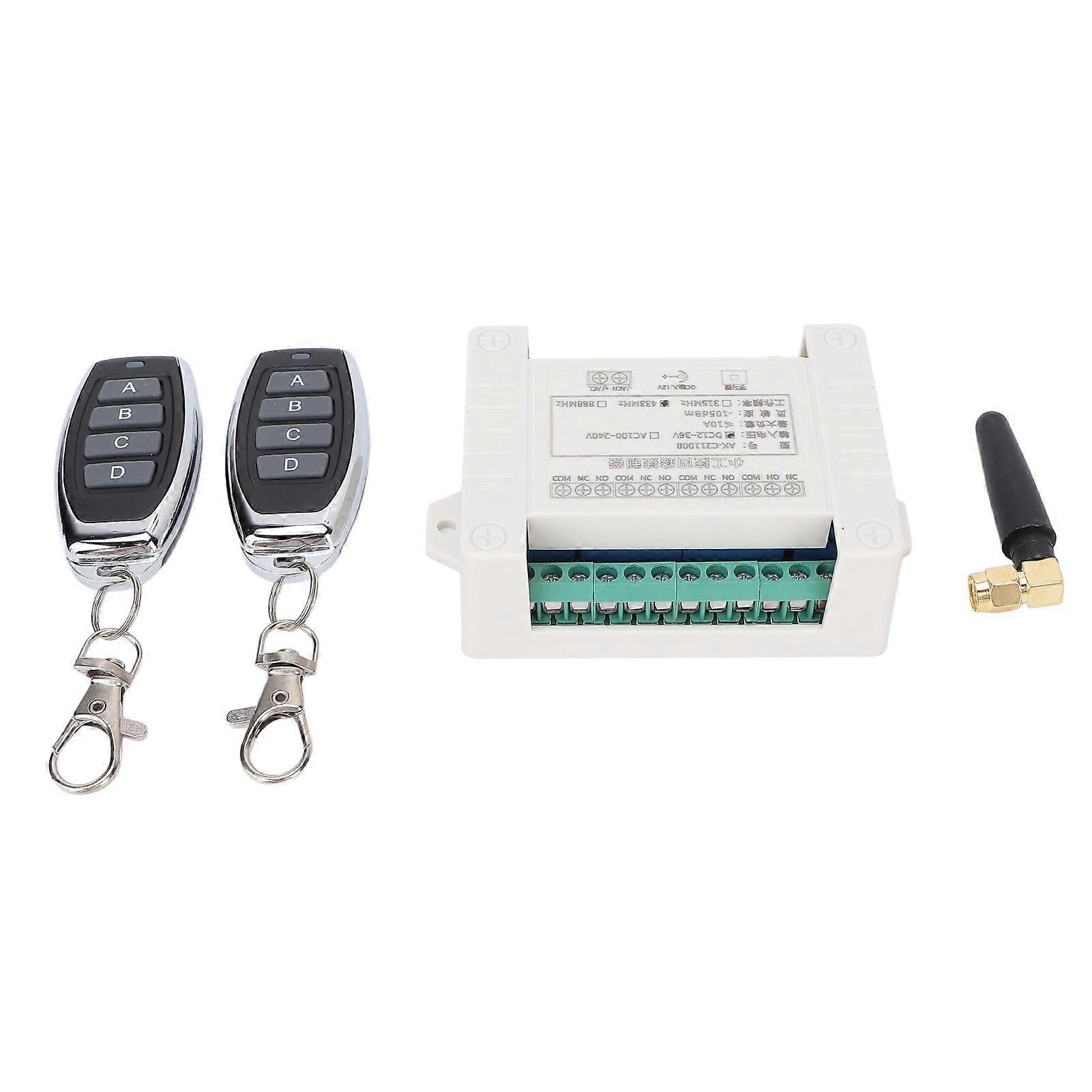 AKC211008 433MHz Wireless RF Remote Control 4 Channel Relay Module for Industrial Control DC1236V