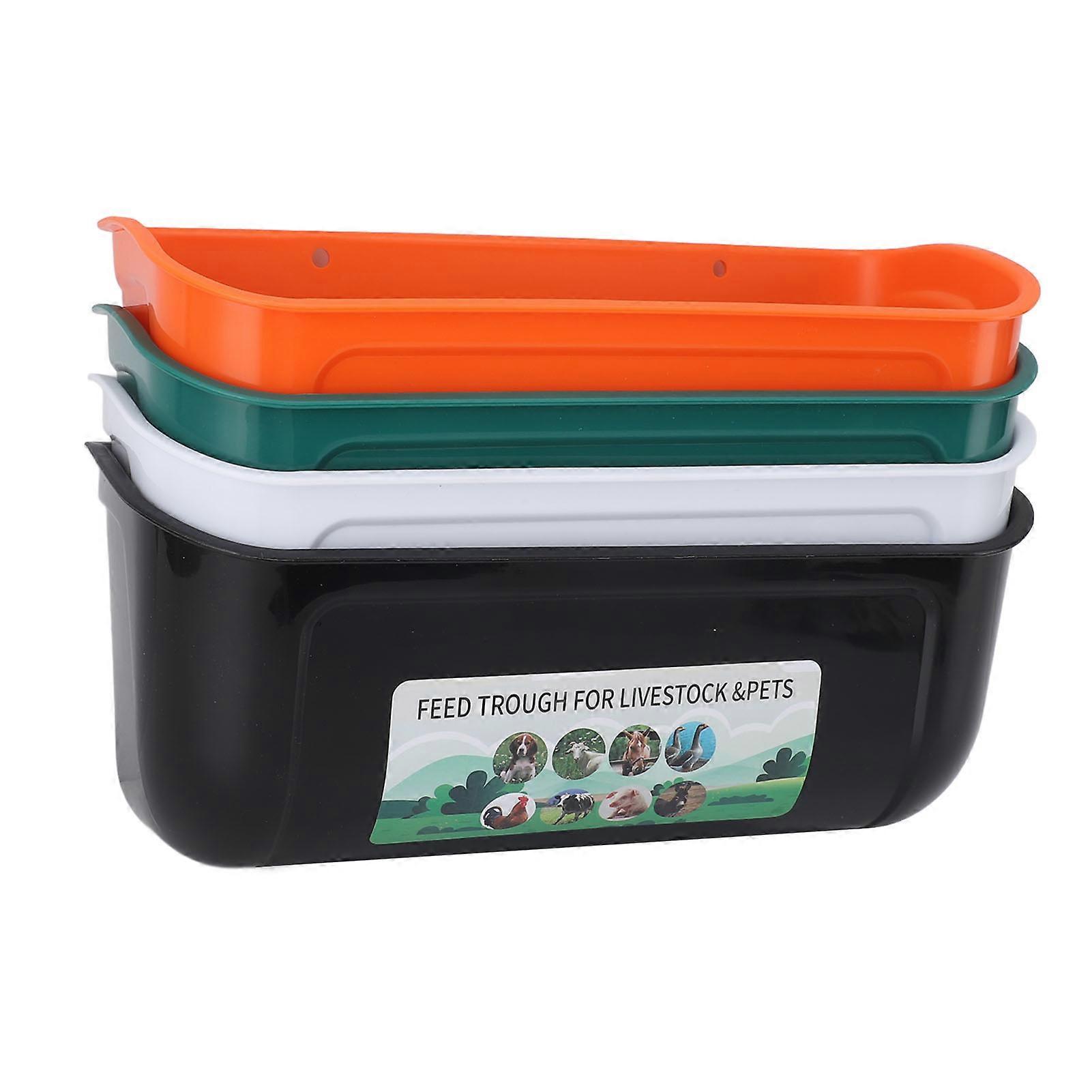 4Pcs Large Capacity PP Plastic Feed Trough for Livestock Pets