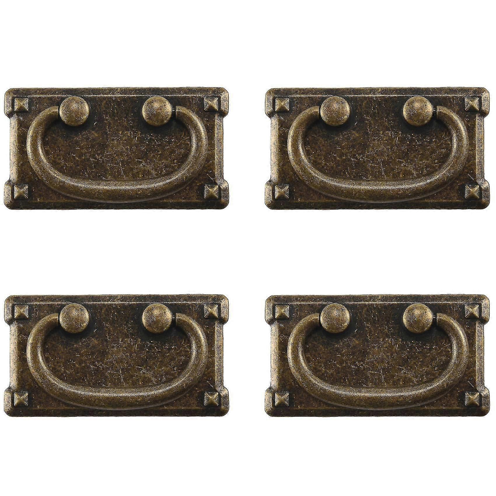 4 قطع خمر العتيقة البرونزية درج الدائري سحب مقابض ، مجلس الوزراء باب الأثاث التعامل مع الديكور