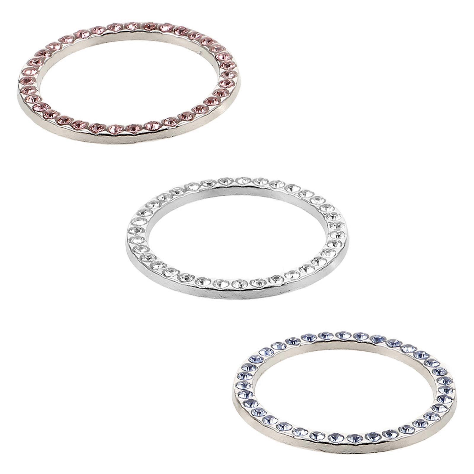Car Push Start Button Cover Rhinestone Zinc Alloy Decorative Ring 3Pcs