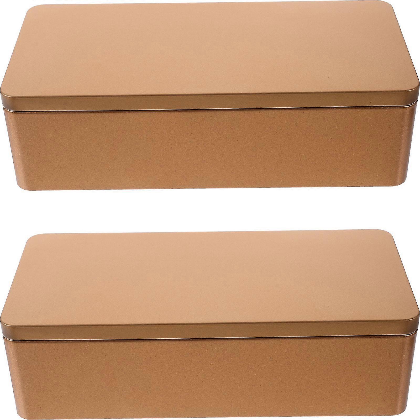 2pcs Rectangular Tin Boxes Lidded Tea Bag Tea Leaf Containers Gift Boxes
