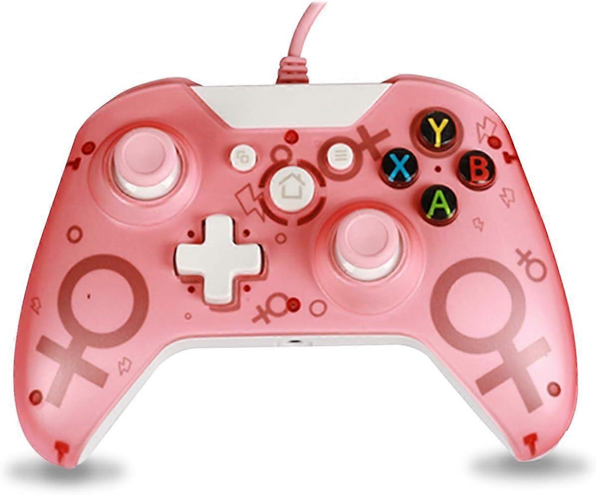 Wired Game Console Controller Compatible with Xbox One, (Pink)