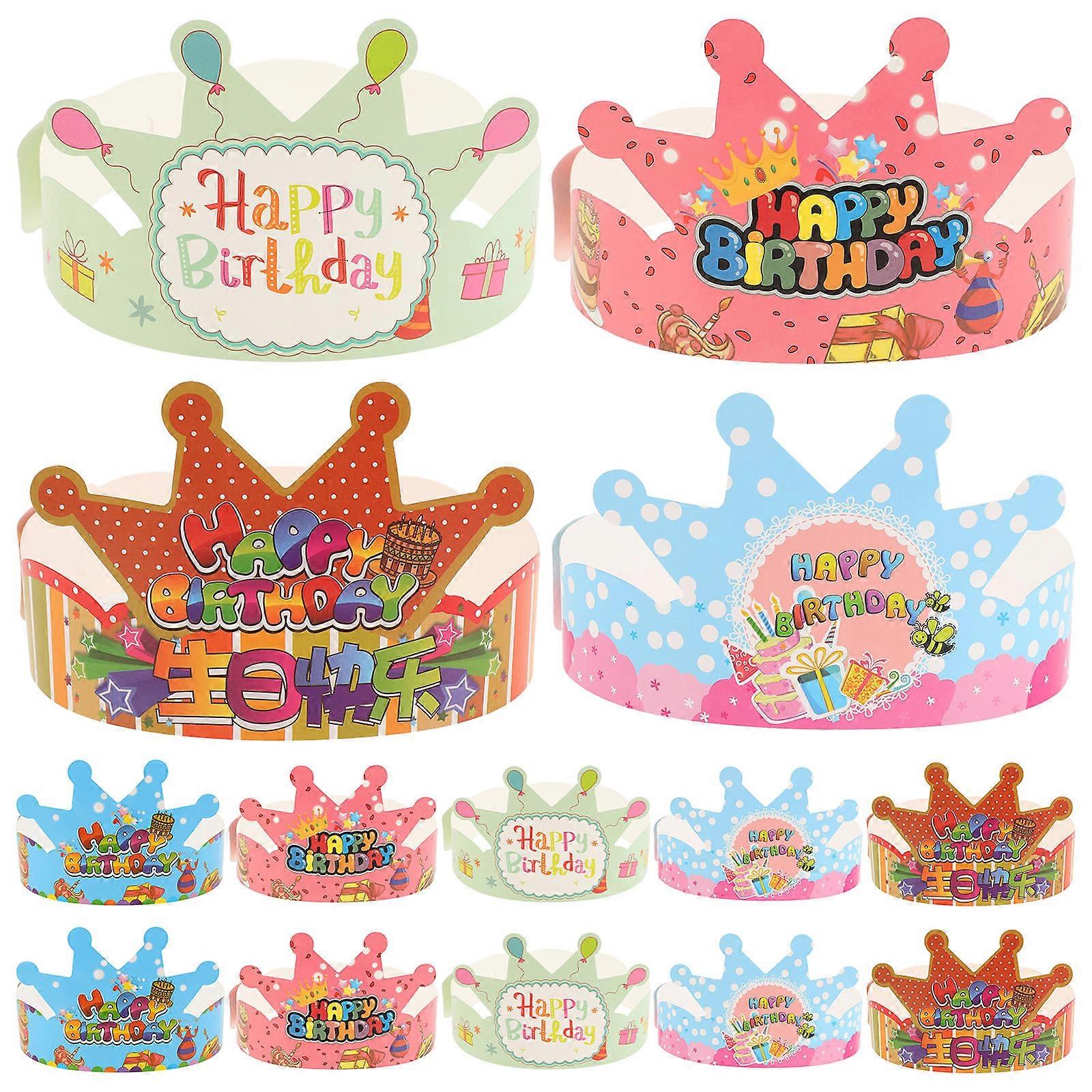 Paper Hats Decorative Paper Crowns for Kids Birthday Party Enhancement Assorted Color 50Pcs