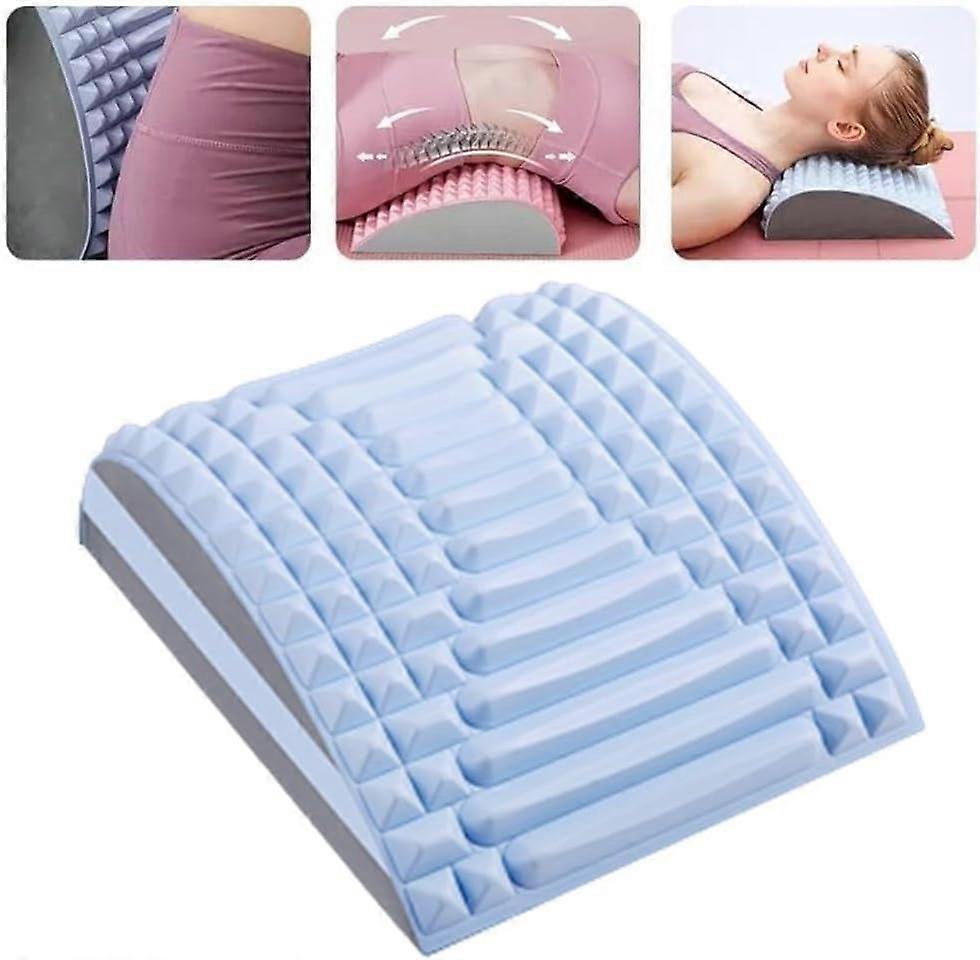 Neck and Back Stretcher Low Back Pain Relief, Posture Correction, Spinal Decompression, Yoga Stretch, Blue