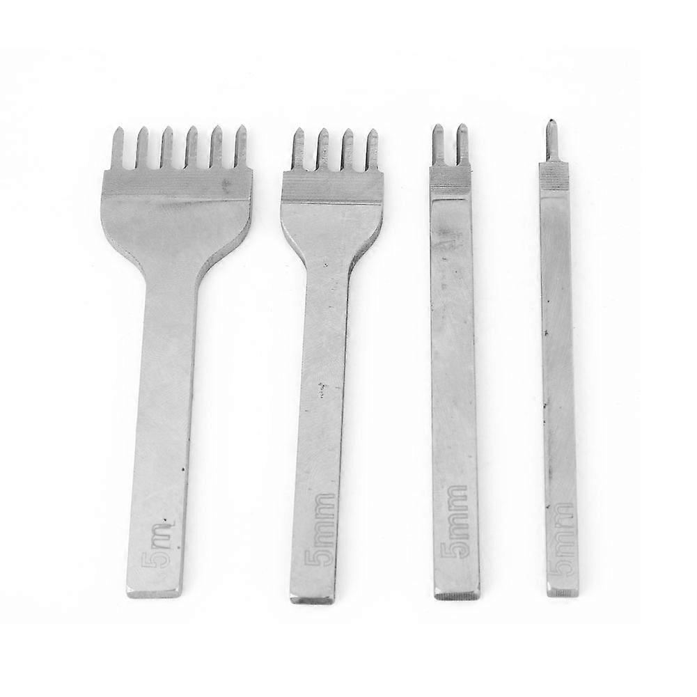 Steel DIY Leather Craft Stitching Chisel Punching Tool with 1/2/4/6 Prong 5mm