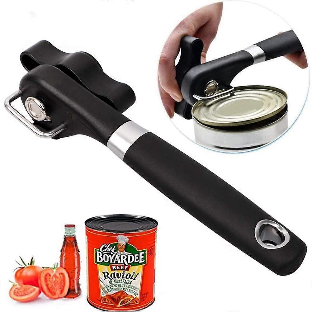 Safety Can Opener Stainless Steel Ergonomic Non-Slip Design Smooth Edge Cuts Without Sharp Edges Reusable Lid
