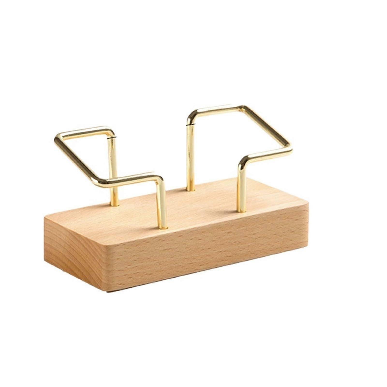 Business card holder office desk display stand memo counter accessory table shelf wooden card holder for office (Color 02)