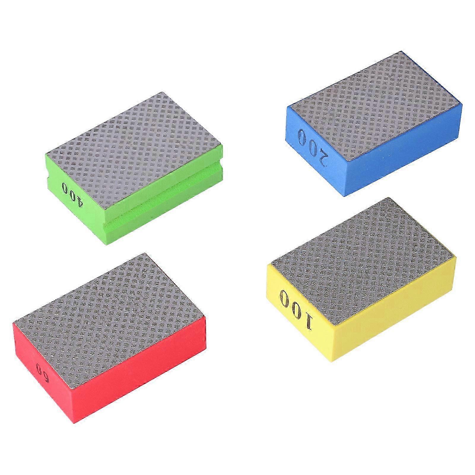 4 قطع من وسادات تلميع يدوية من الماس لتقليم البلاط والحجر وإزالة النتوءات بحبيبات 60# و100# و200# و400#