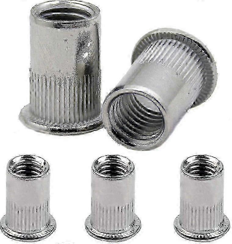 100pcs M6 Aluminum Rivet Nuts Flat Head Stainless Steel Rivet Nuts for Riveter Tool