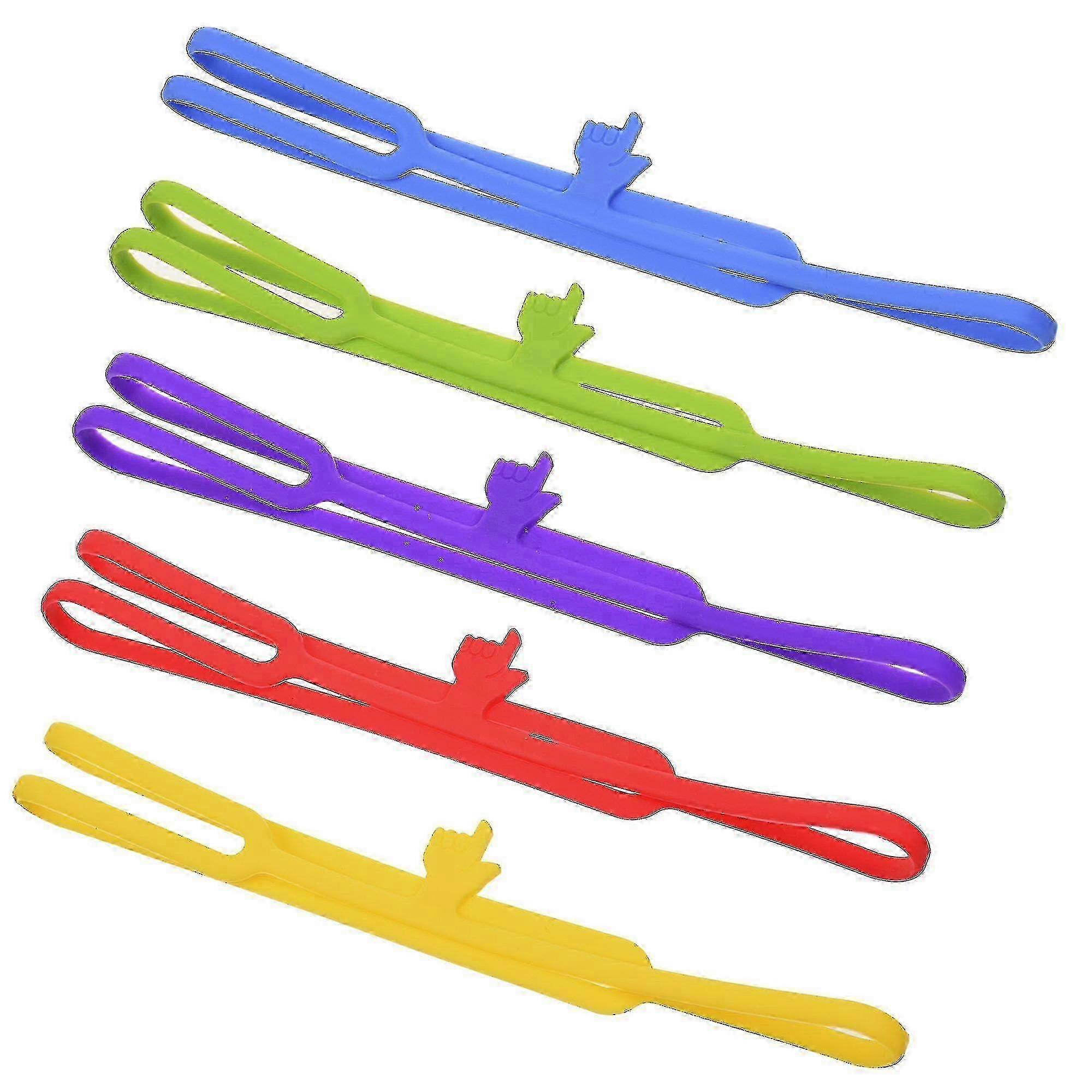 Flexible 5 Pack Finger Point Design Silicone Bookmarks