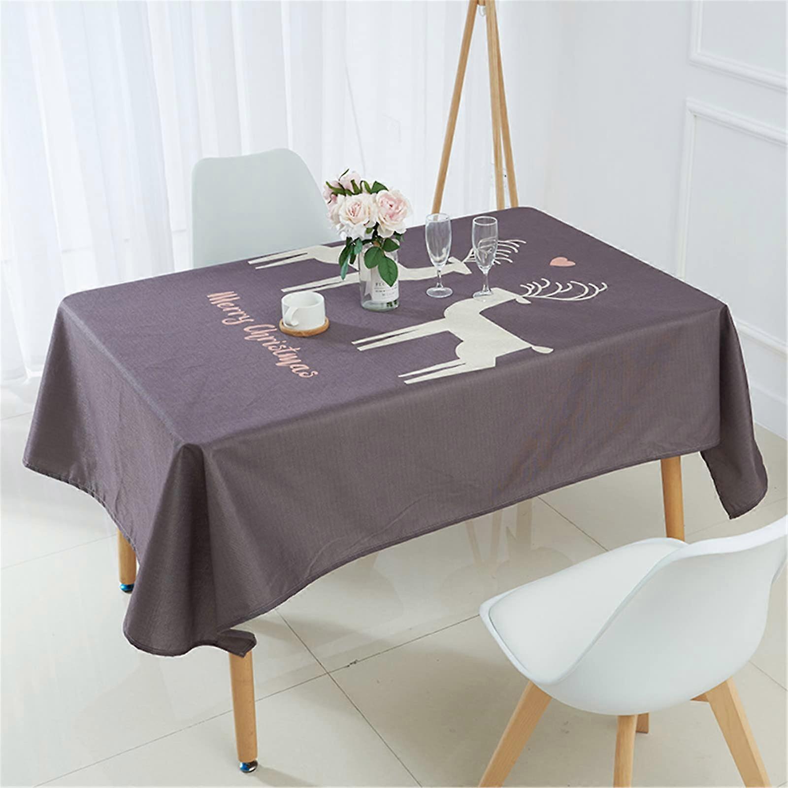 Christmas Tablecloth, Washable, Waterproof, 3D Table Linen, WaterRepellent, Rectangular (Christmas Elk, 90 x 90 cm)
