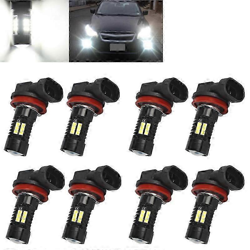 8pcs H8 H11 LED Fog Light Bulb 3030SMD 1800LM 6000K White Car Driving Running Lamp