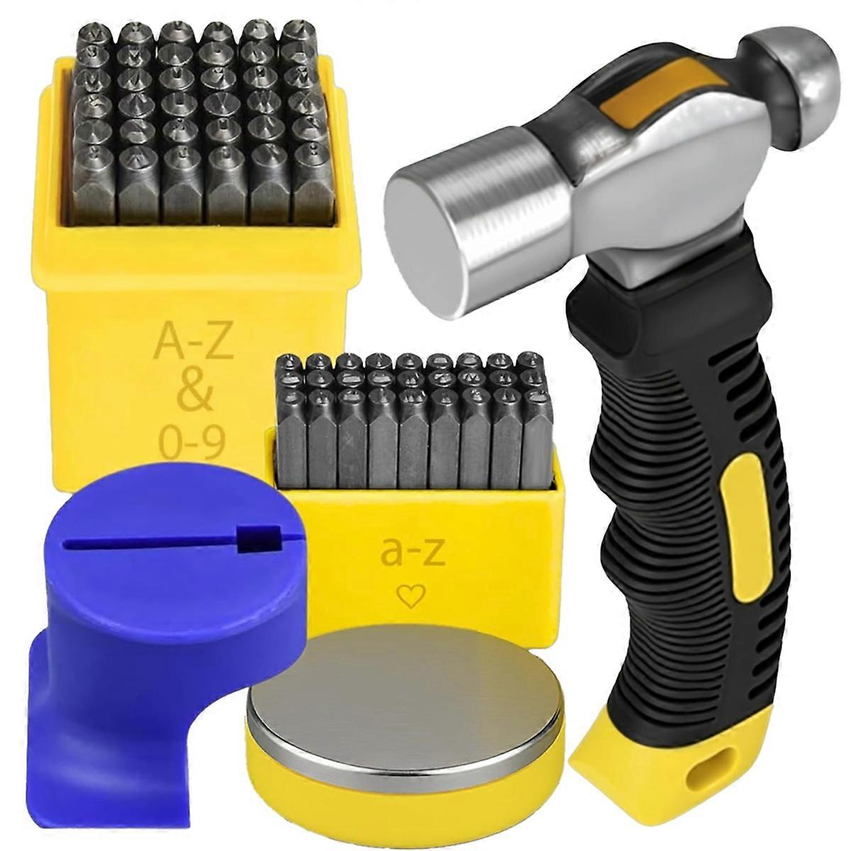 64 stk metallstemplingssett - metallstempler for smykkefremstilling brevstansesett lærstål nummer en