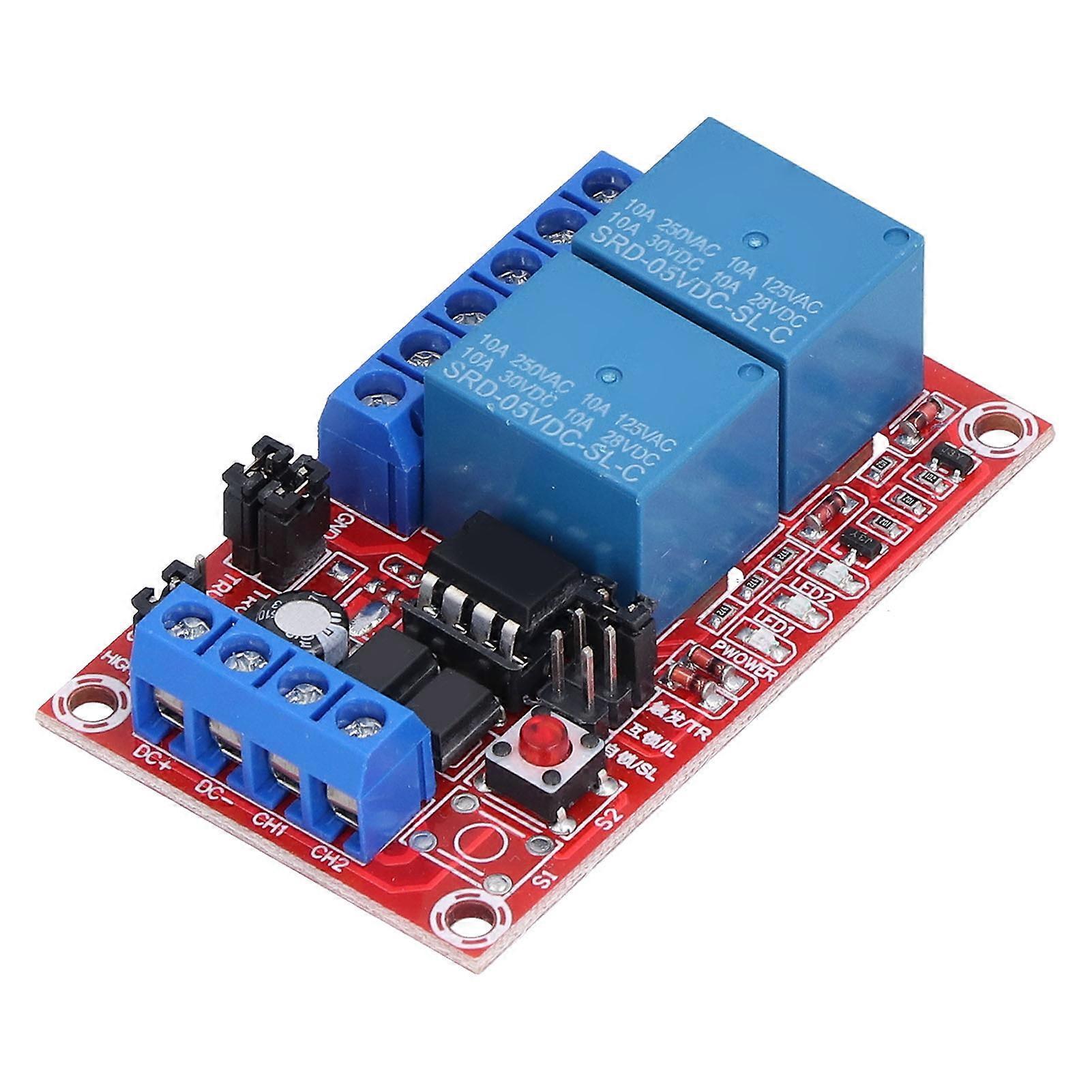 Relay Module 2 Channel Button Self Locking Interlock High Low Level Trigger with Switch Light