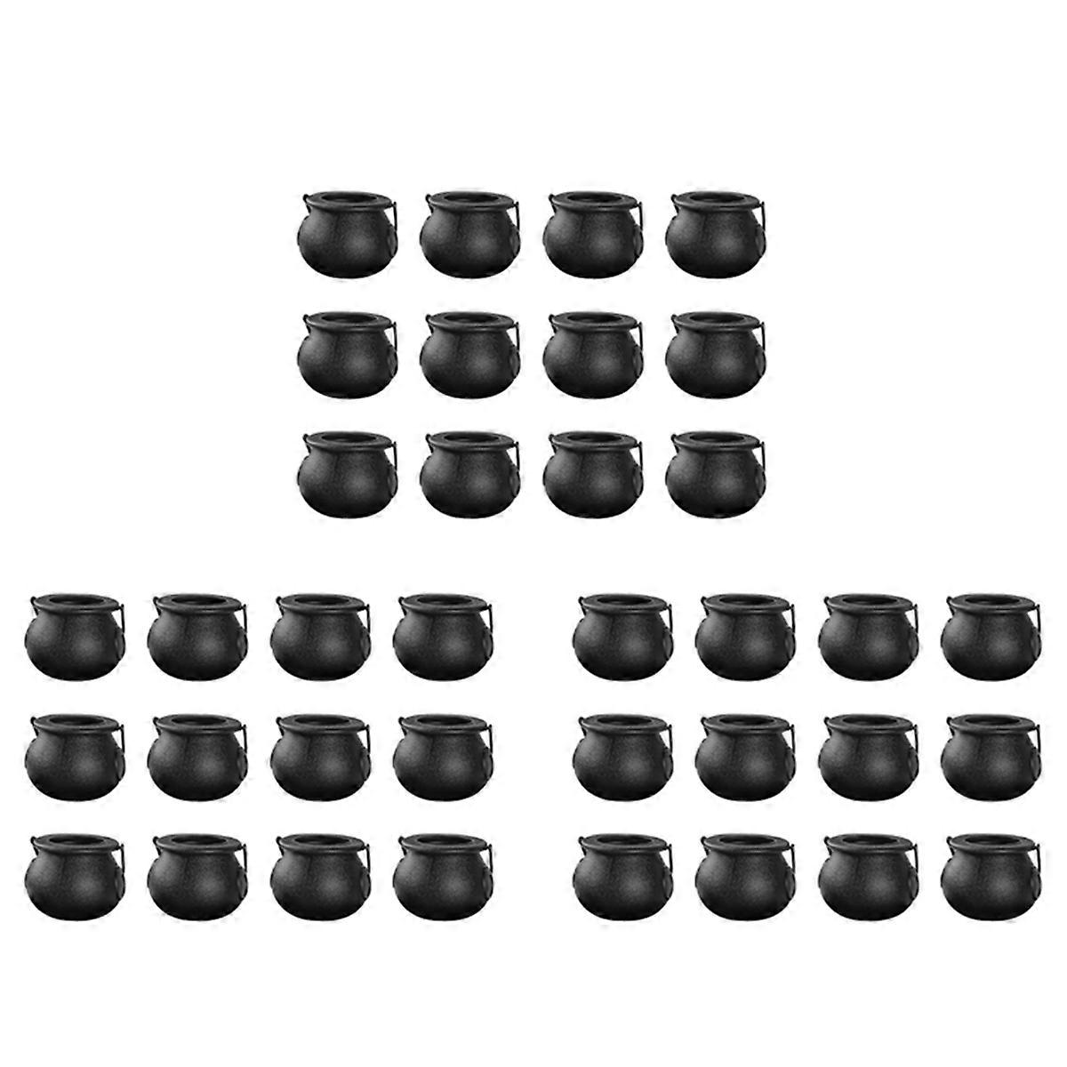 12Pcs Mini Black Cauldron with Handle Halloween Mini Witch Cauldron