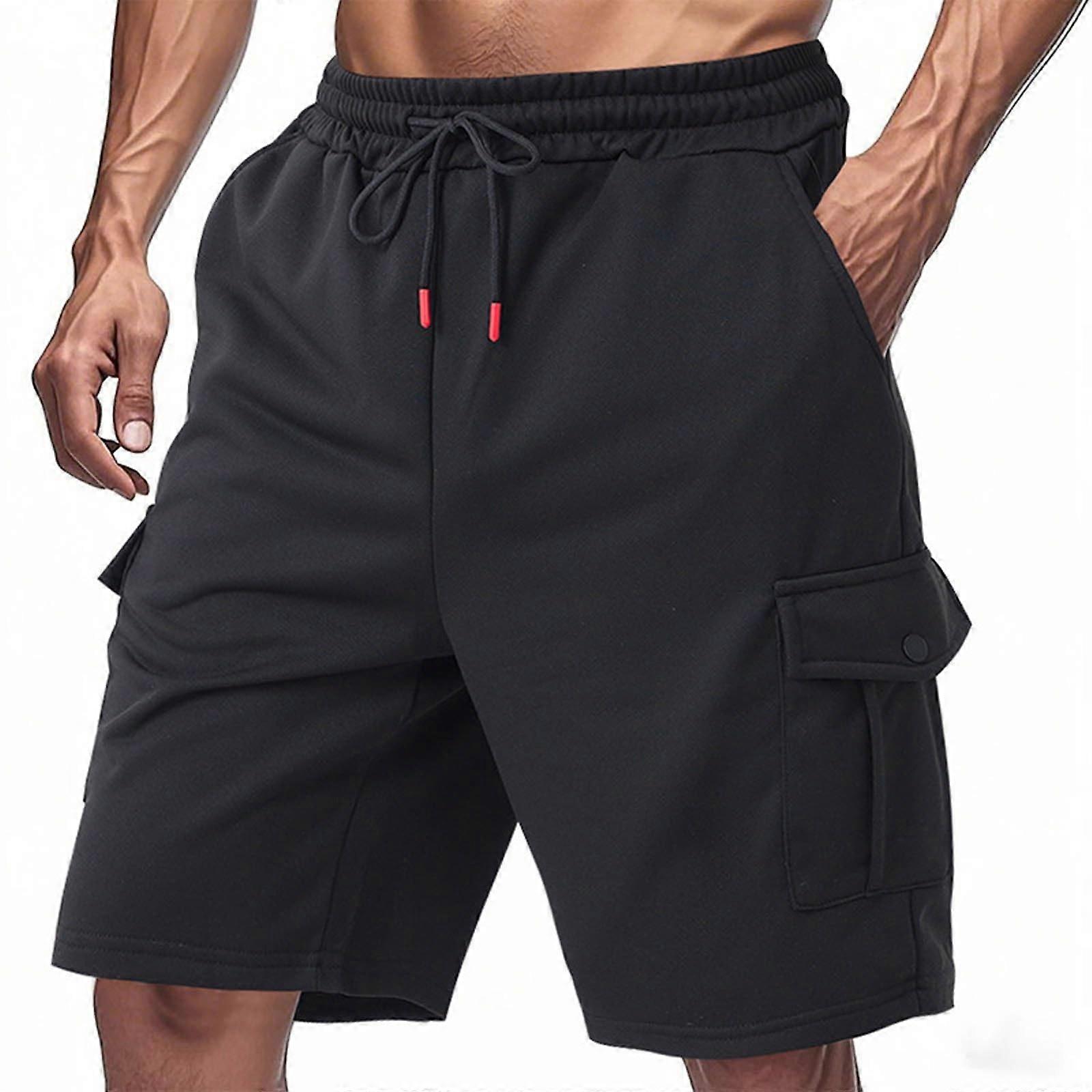 Plain Men's Bermuda Shorts Slim Fit Summer Lightweight Comfortable XXL Black