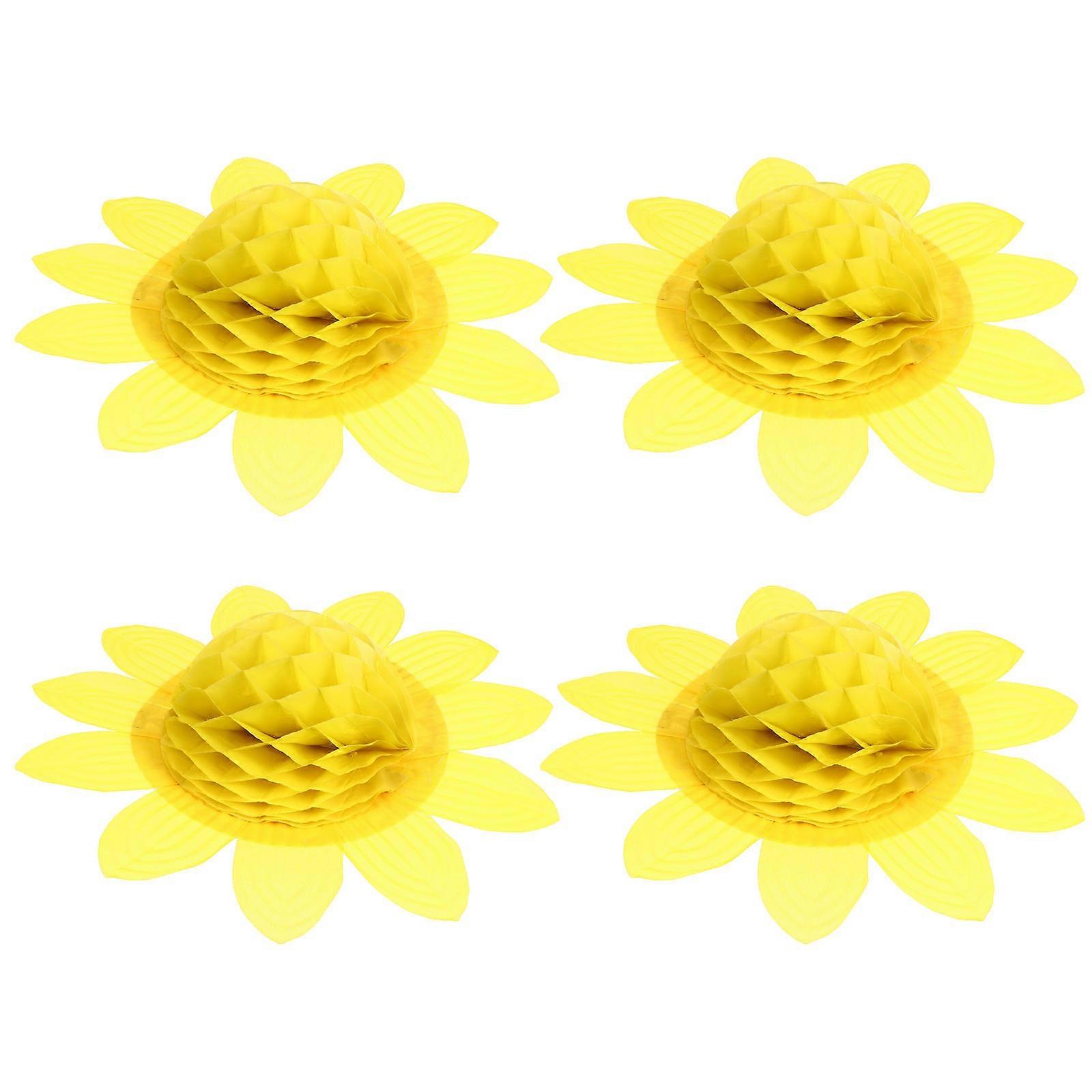 Yellow Paper Sunflower Decoration for Party with Premium Materials and Craftsmanship 4pcs
