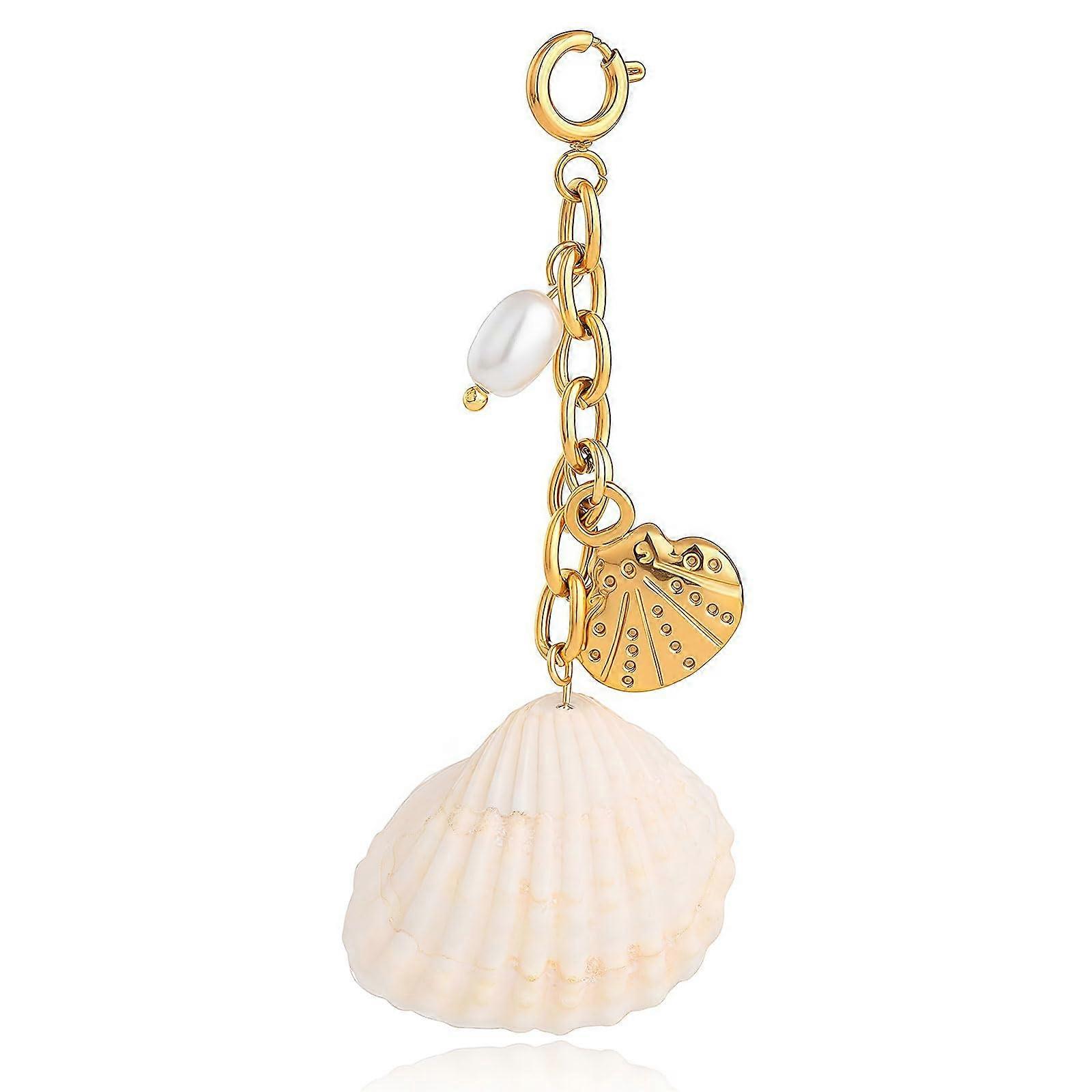 Seashell Beach Keychain with Bikini Charm and Starfish for Beach Lovers, Ocean-Themed Accessories for Keys and Bags