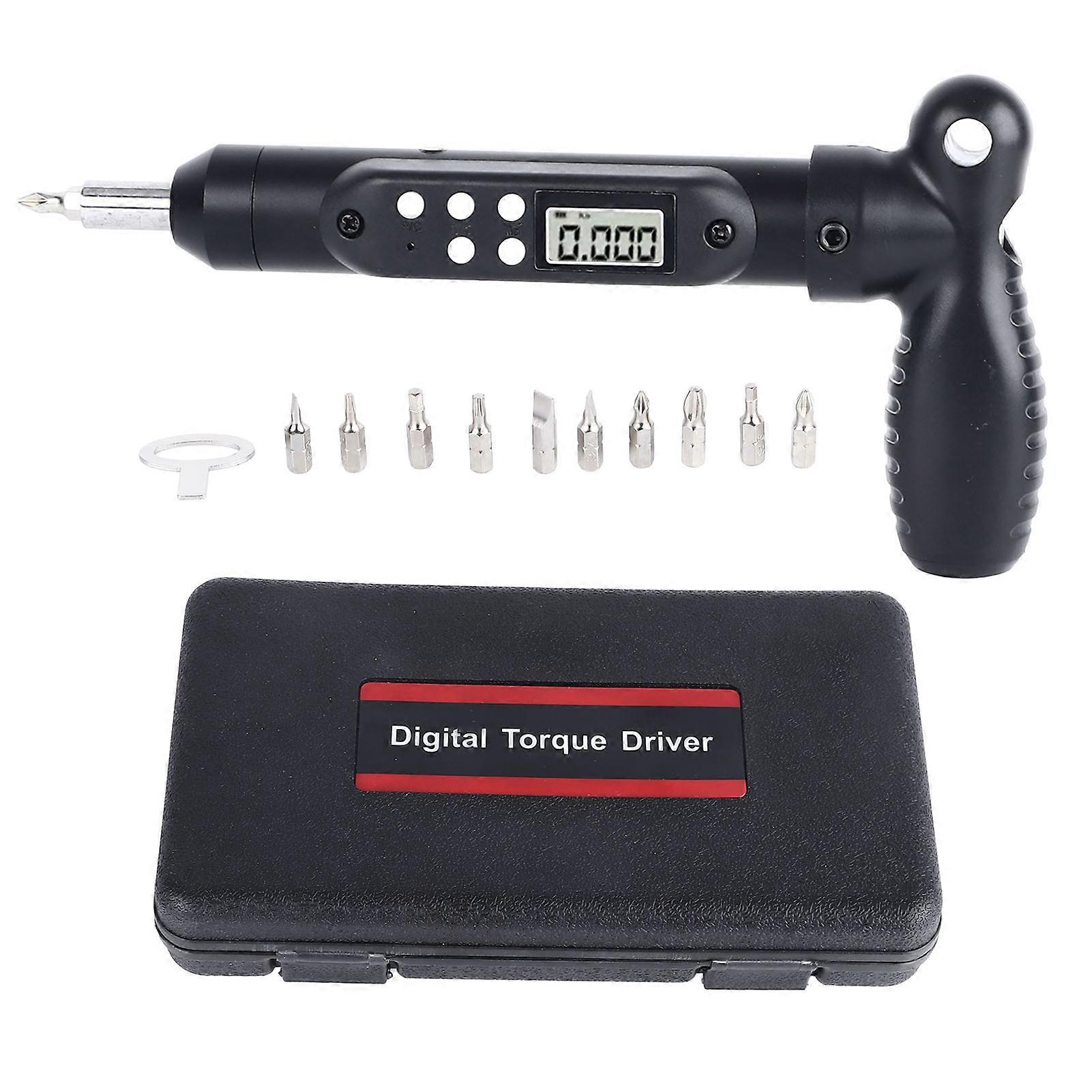 Digital Torsion Screwdriver 4 Units Dual Directional Adjustable Torsion Driver and 10 Bits with Alarm Function