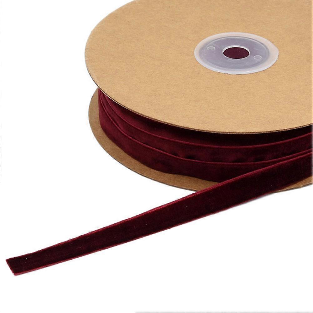 Dark Red Plush Fabric Ribbon for Wrapping Gifts Wedding Party DIY Accessories 1CM Width