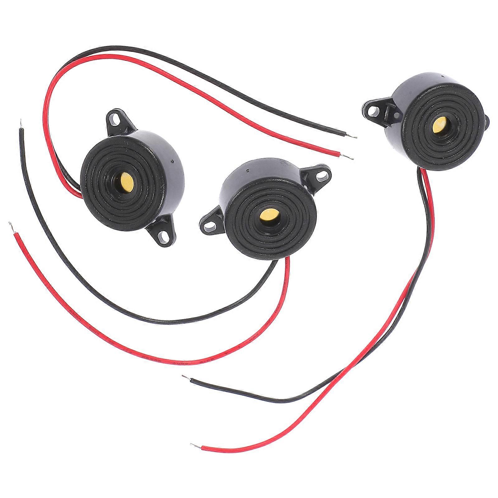 3pcs Continuous Alarm Active Piezo Buzzer for Home, Industrial Use & Electronic Projects with Rated Voltage Wire Connectors