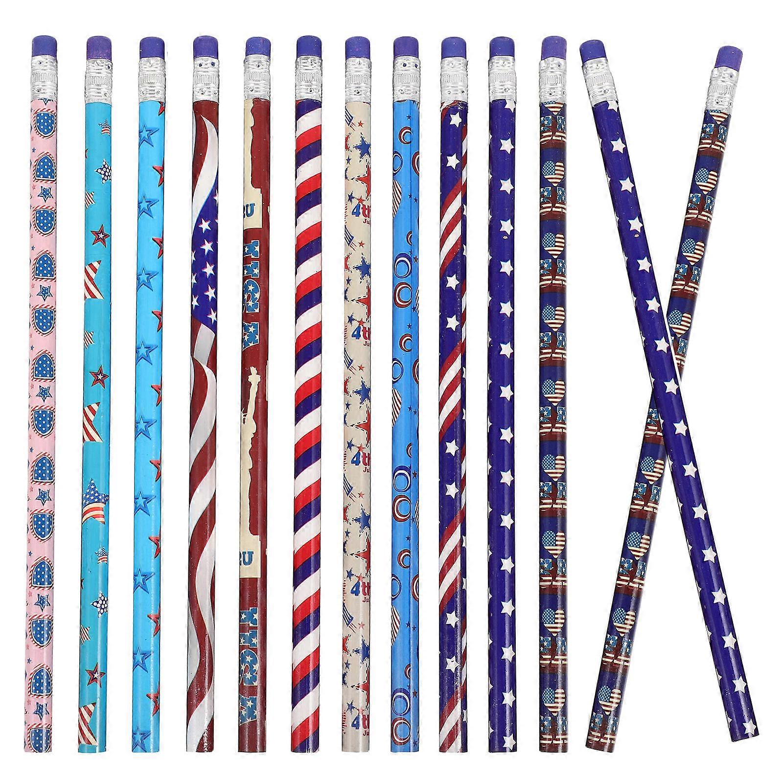 USA Flag Wood Pencils Assorted Color for Students Use Perfect for School and Party Favors 48pcs