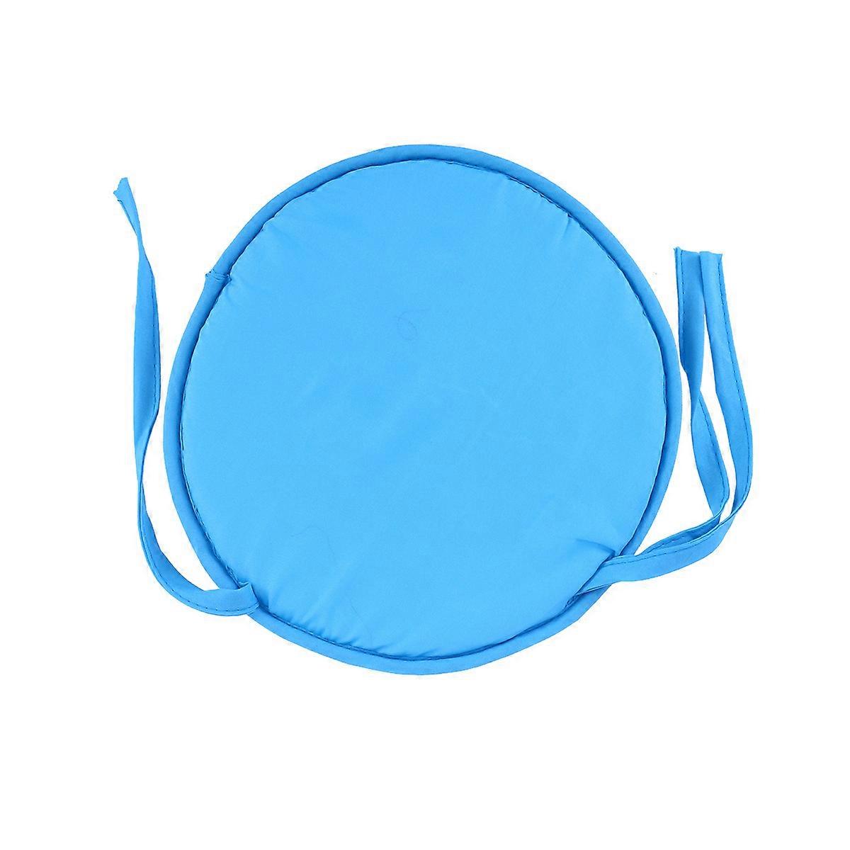 Comfortable Chair Cushion with Anti-slip Bottom and Fastening Tie for Home Use Blue Polyester Fiber