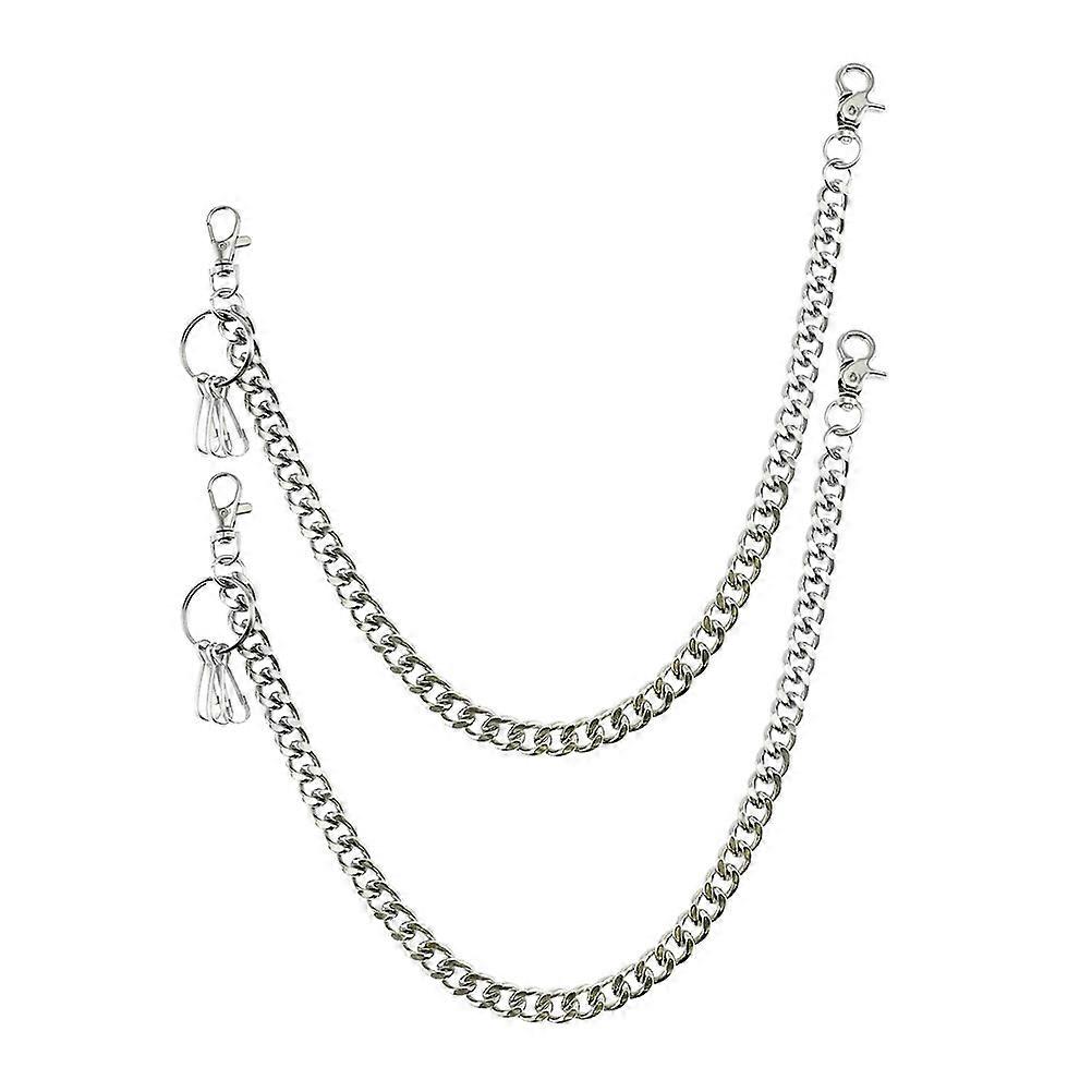 Metal Waist Chain Belt for Jeans & Pants 2 Pack Punk Hip Hop Style Accessory for Hanging Keys & Small Items