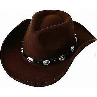Wide Brim Felt Western Hats for Women and Men with Belt Buckle Detail Panama Style