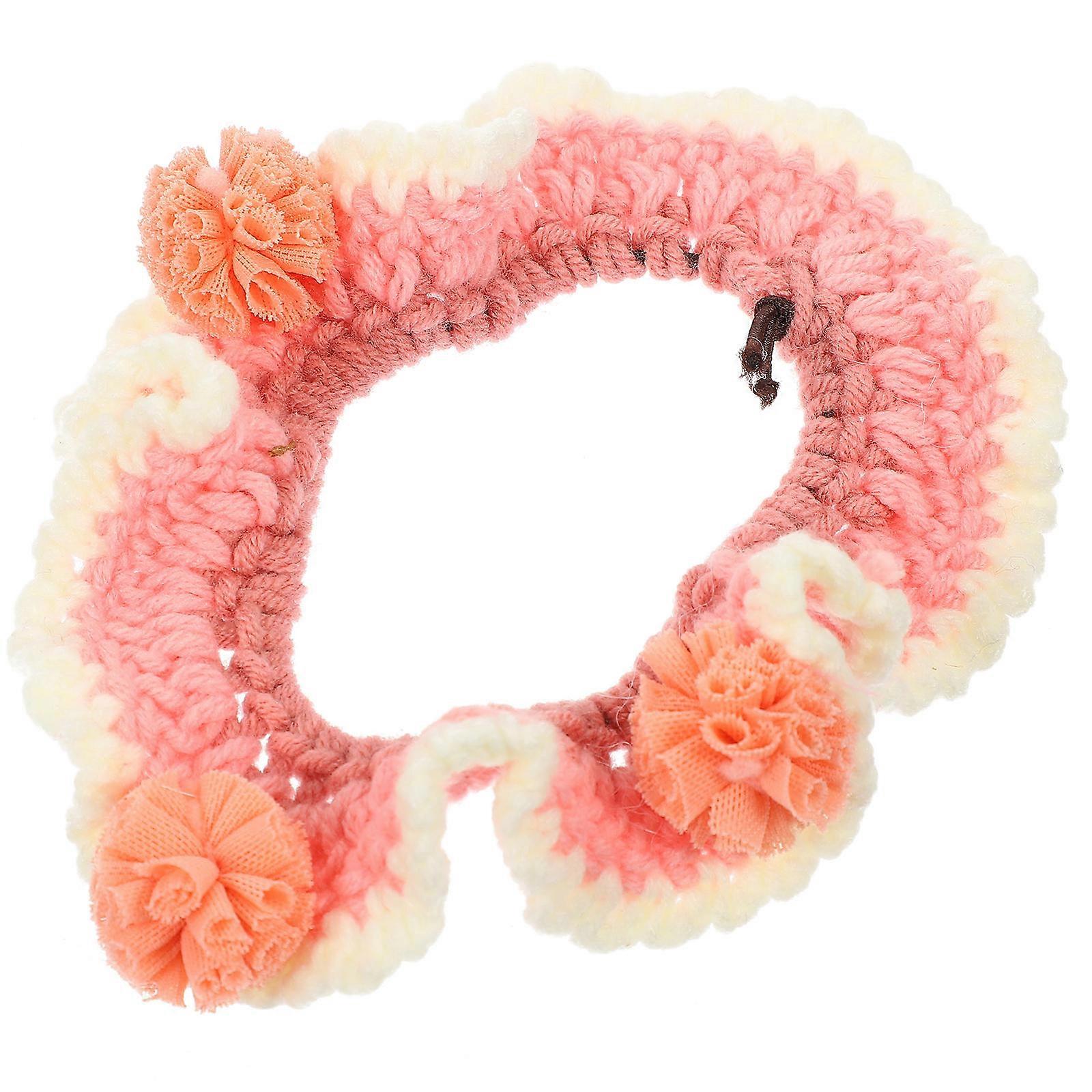 Adjustable Pet Collar Decor Pink PP Material Cat Flower Collar with Adjustable Fit for Pets